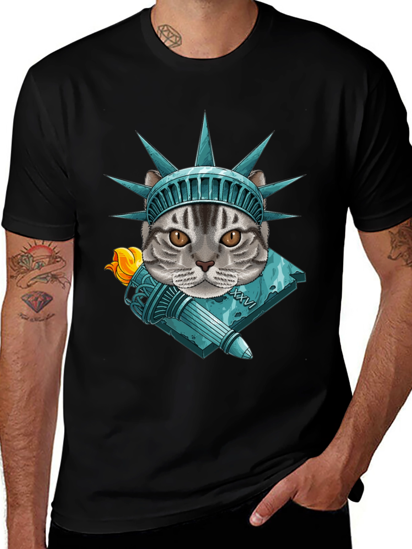 Statue of Liberty Cat Graphic Tee