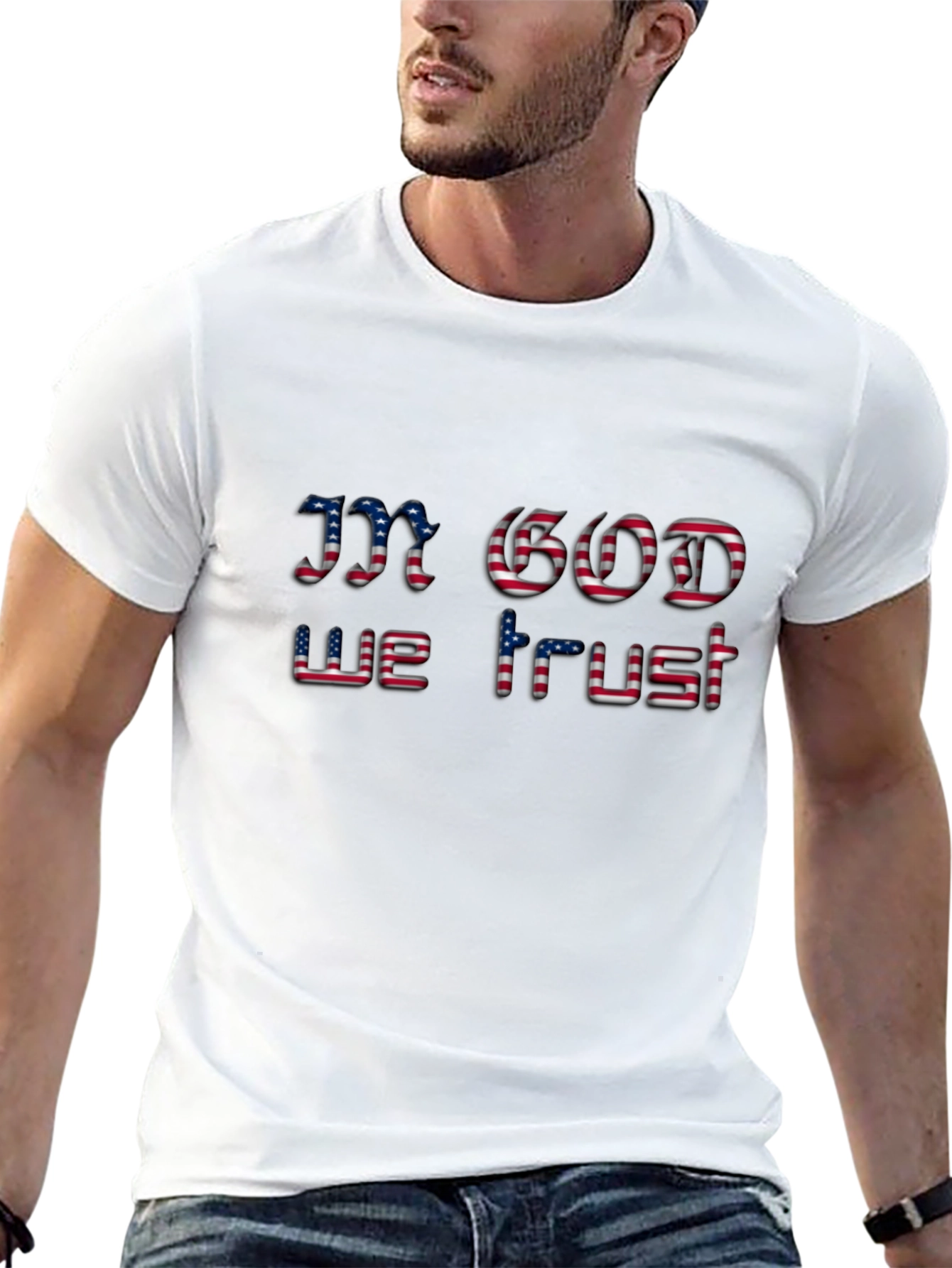 American Flag In God We Trust Black T-Shirt