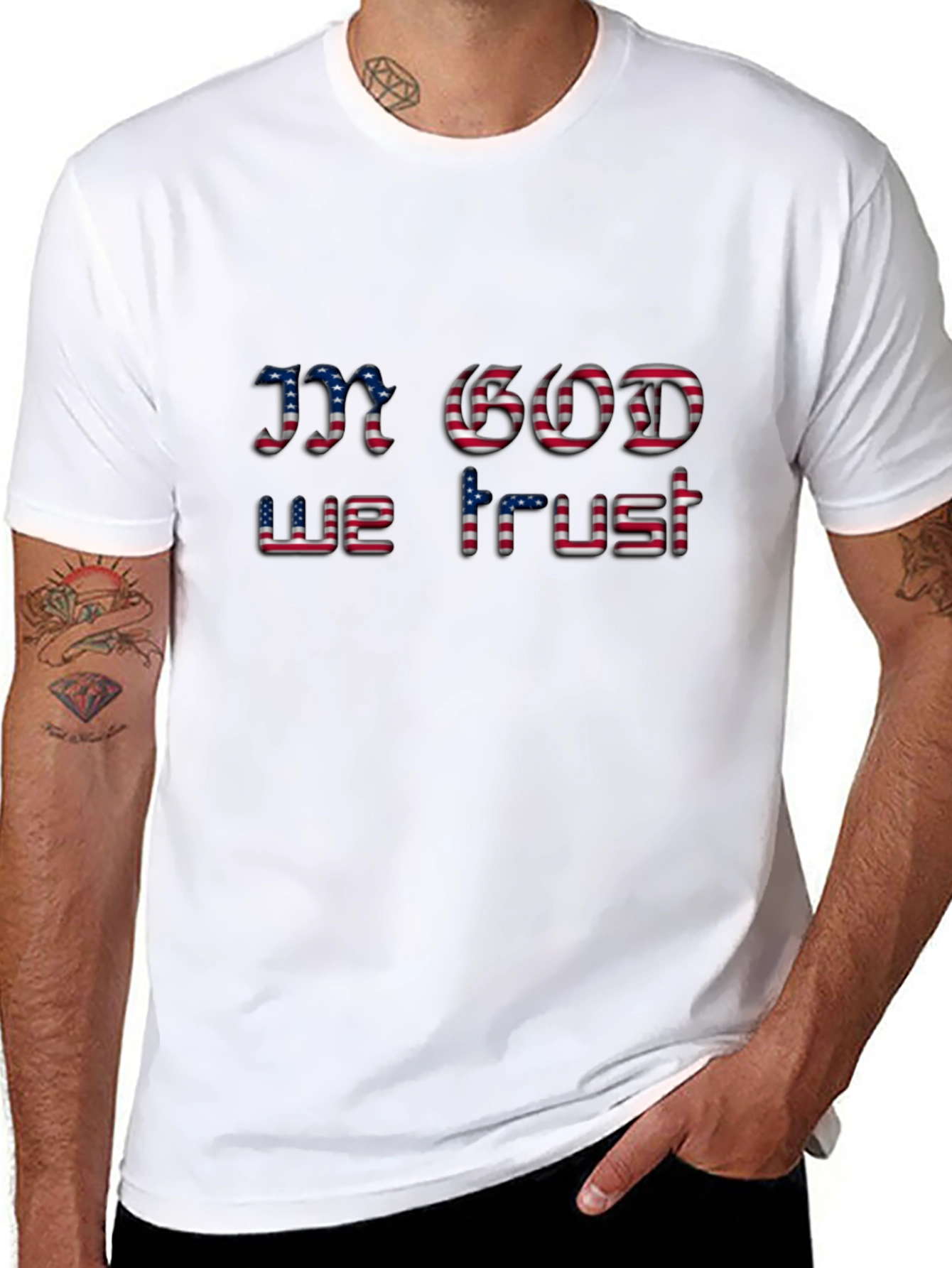 American Flag In God We Trust Black T-Shirt