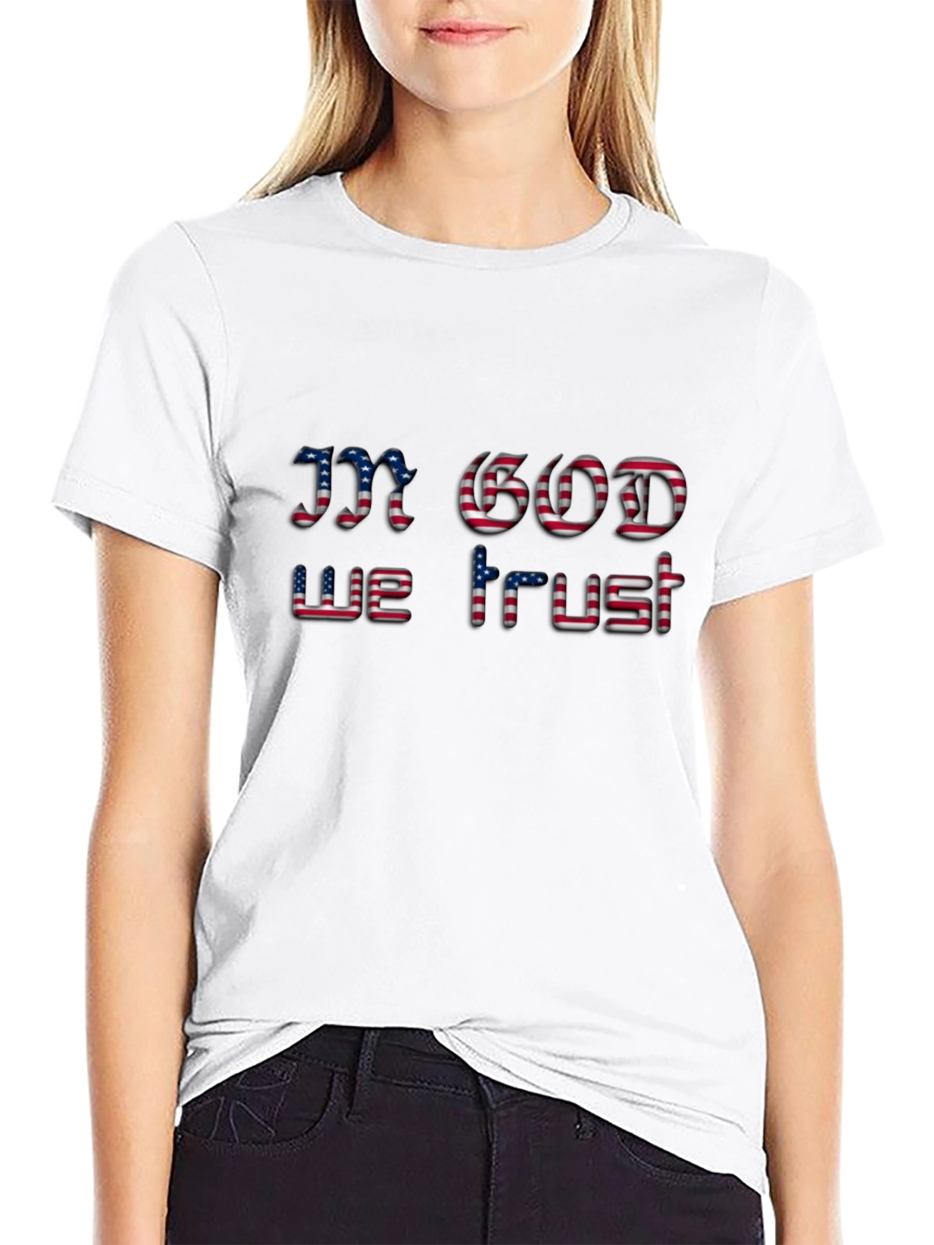 American Flag In God We Trust Black T-Shirt