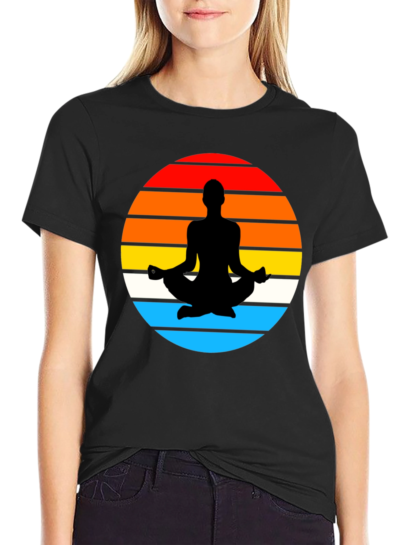 Yoga Meditation Sunset Graphic T-Shirt