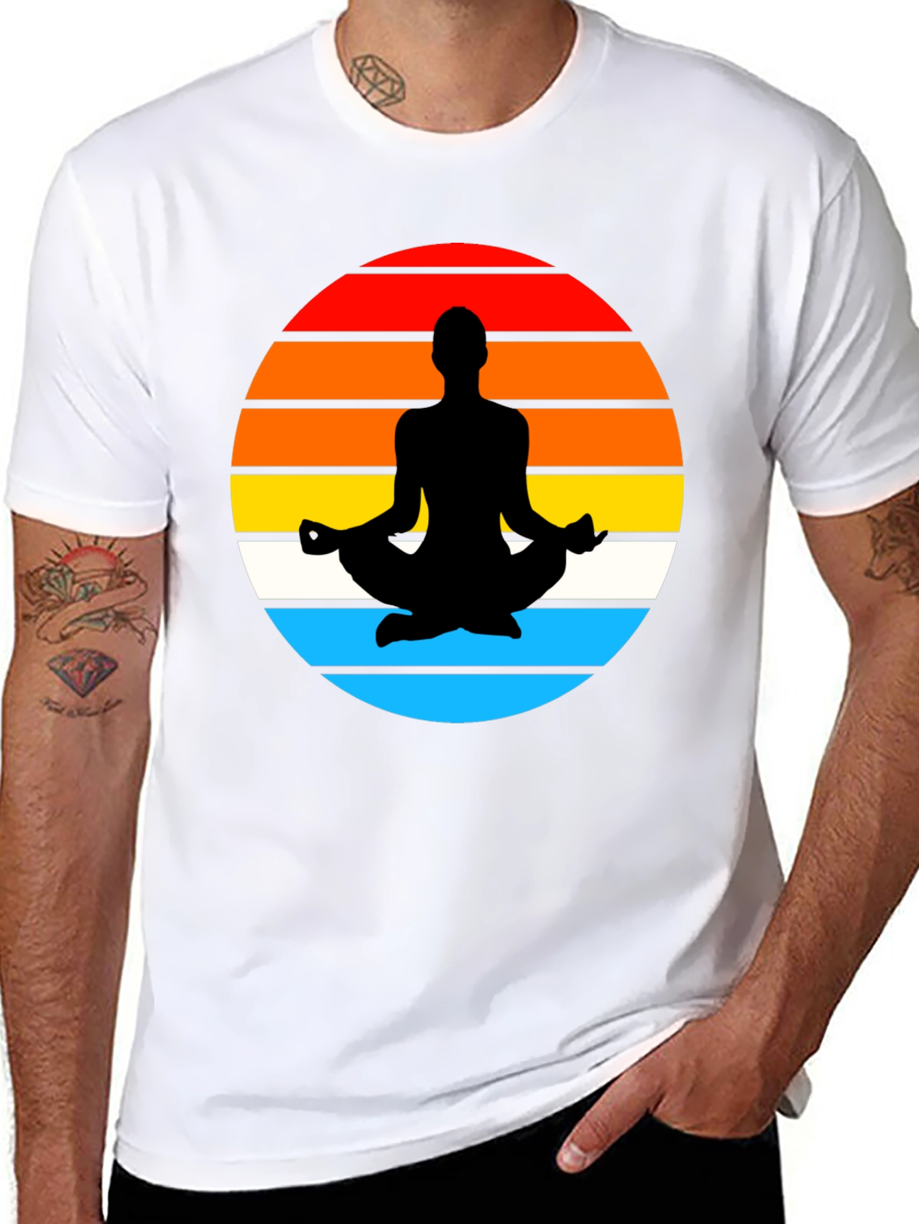 Yoga Meditation Sunset Graphic T-Shirt
