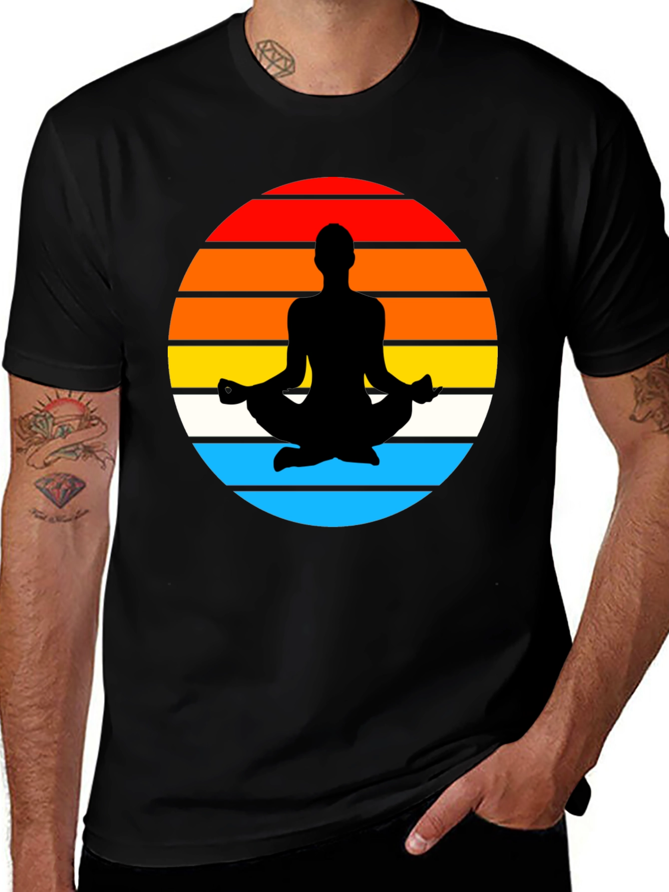 Yoga Meditation Sunset Graphic T-Shirt