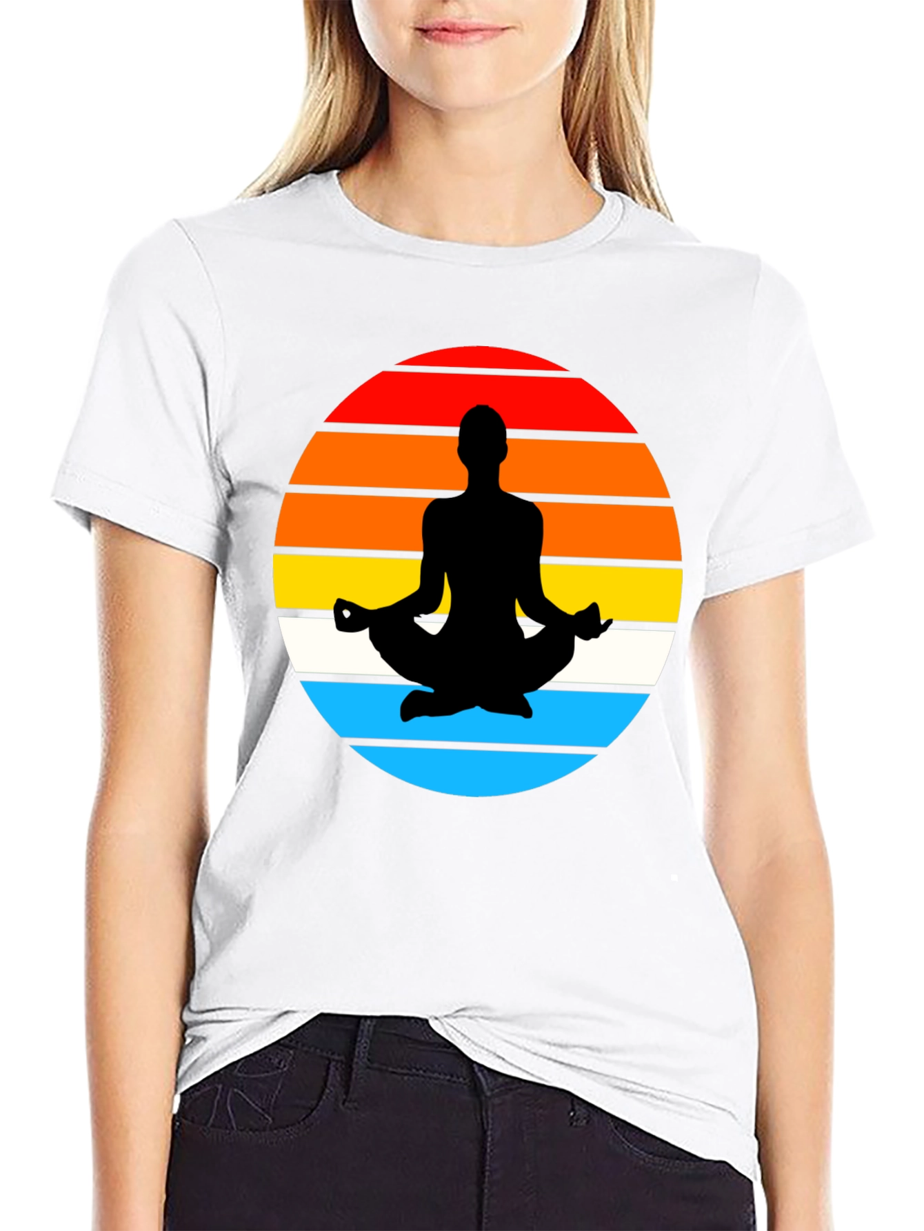 Yoga Meditation Sunset Graphic T-Shirt