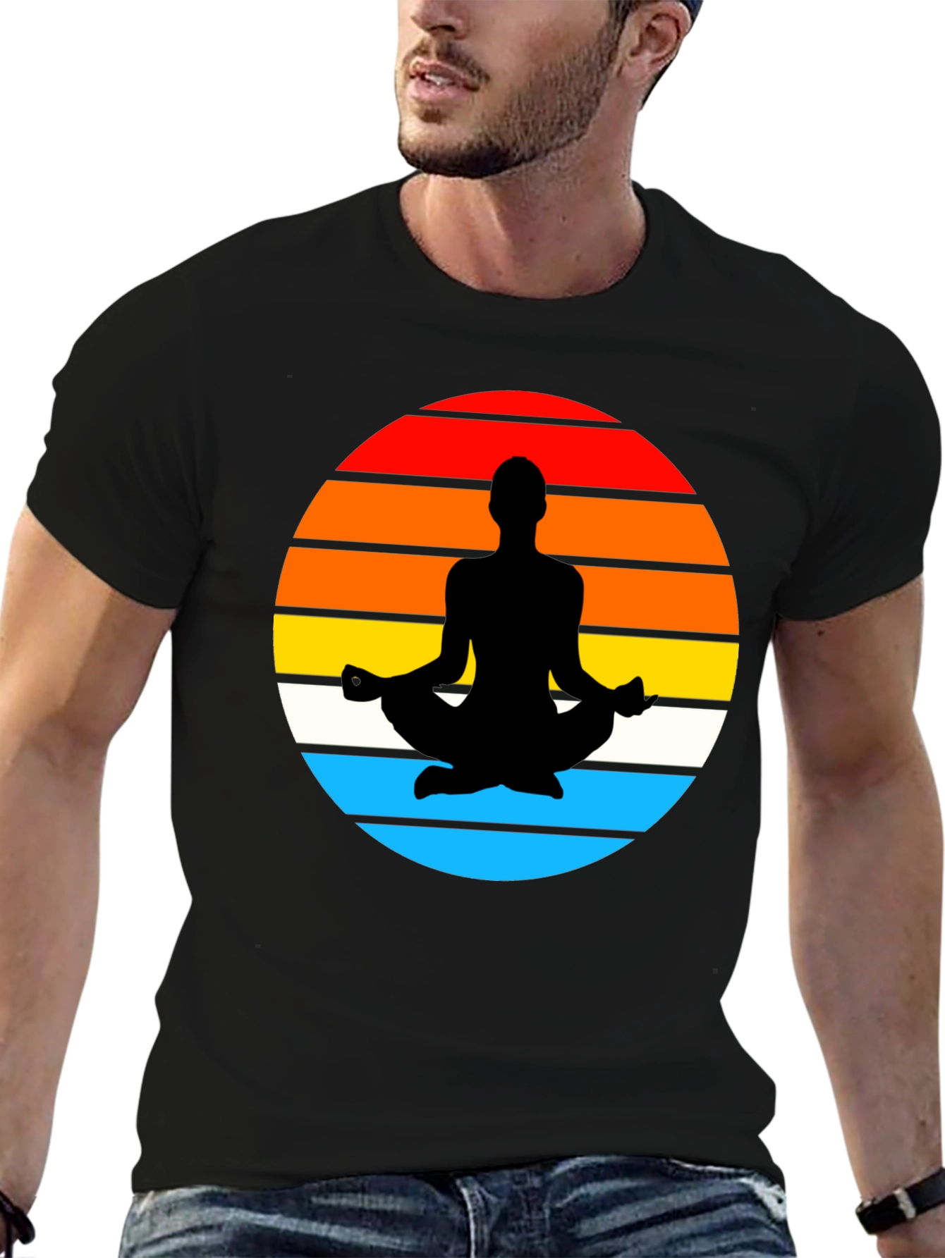 Yoga Meditation Sunset Graphic T-Shirt