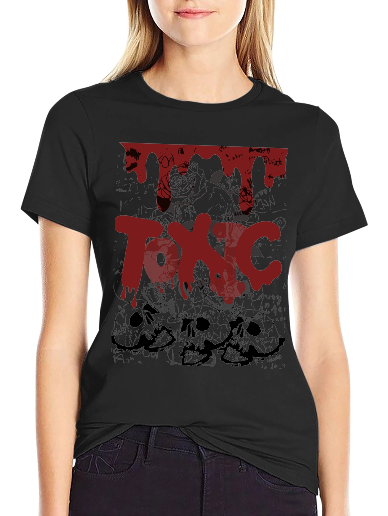 Toxic Graphic Print Black T-Shirt