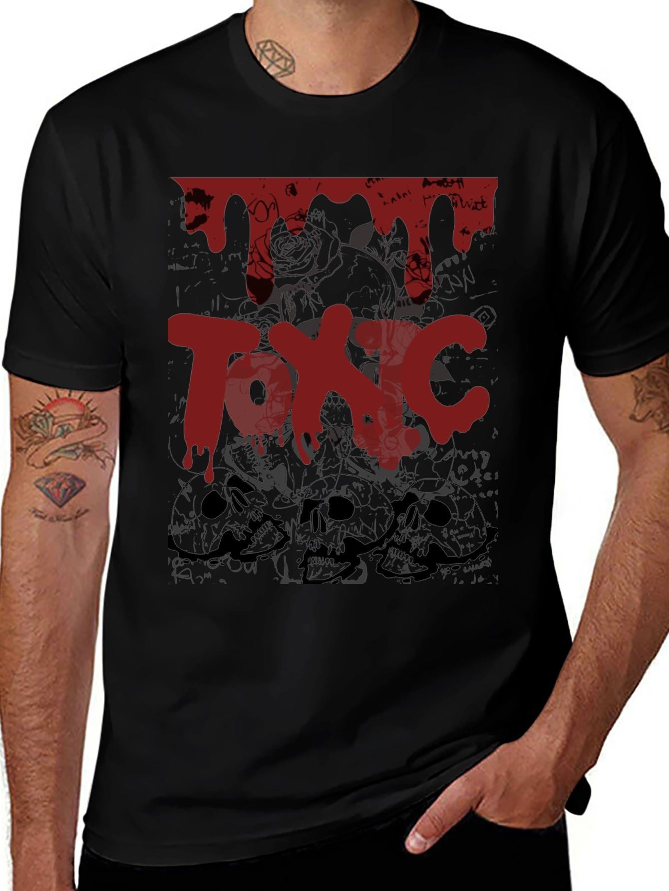 Toxic Graphic Print Black T-Shirt