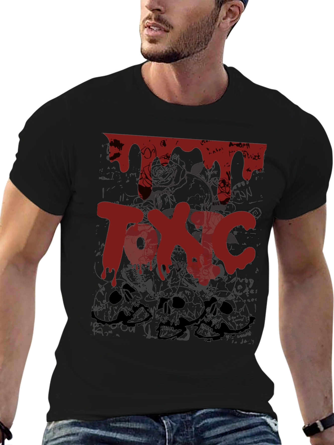 Toxic Graphic Print Black T-Shirt