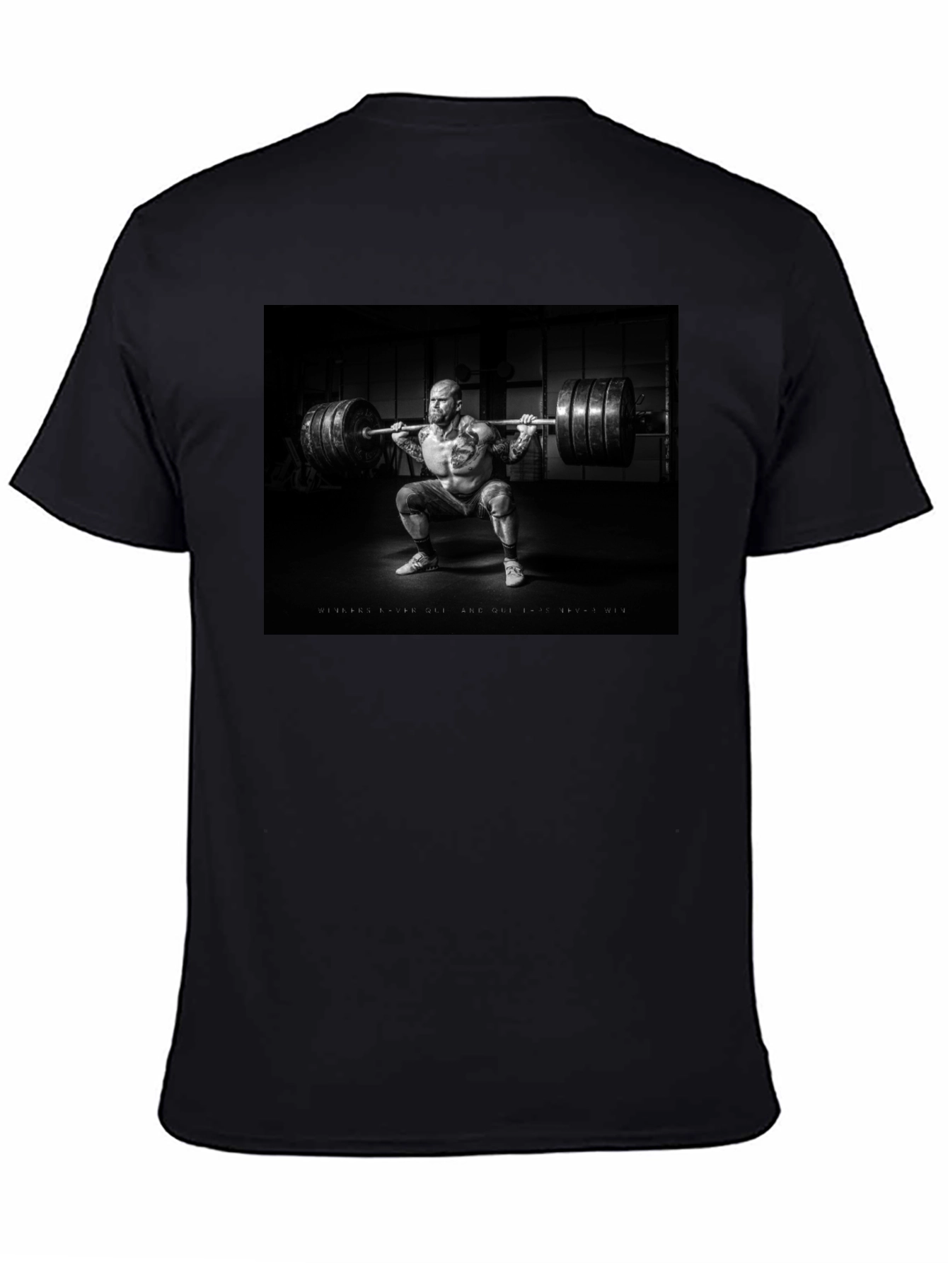 Black T-Shirt with Weightlifter Graphic