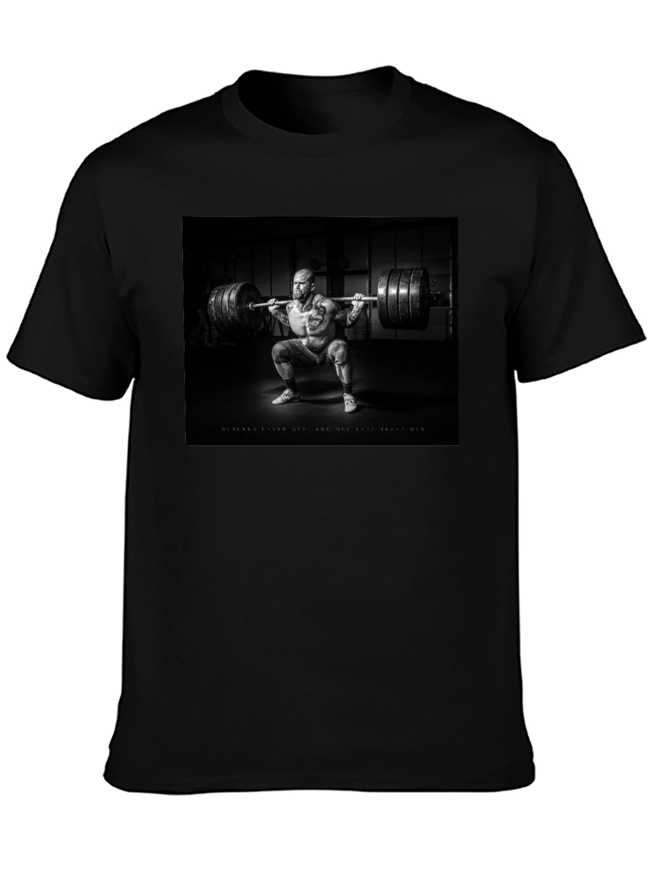 Black T-Shirt with Weightlifter Graphic