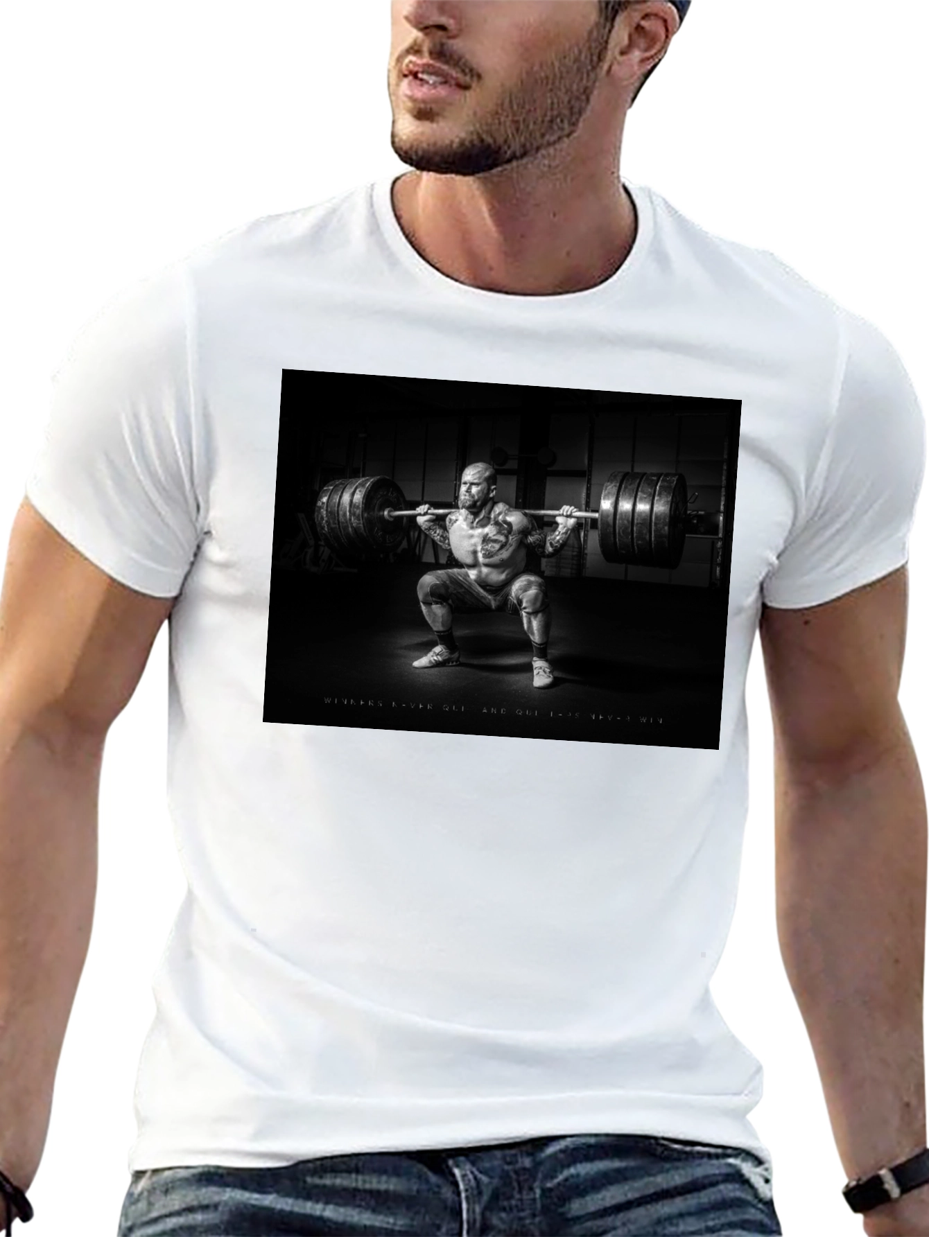 Black T-Shirt with Weightlifter Graphic