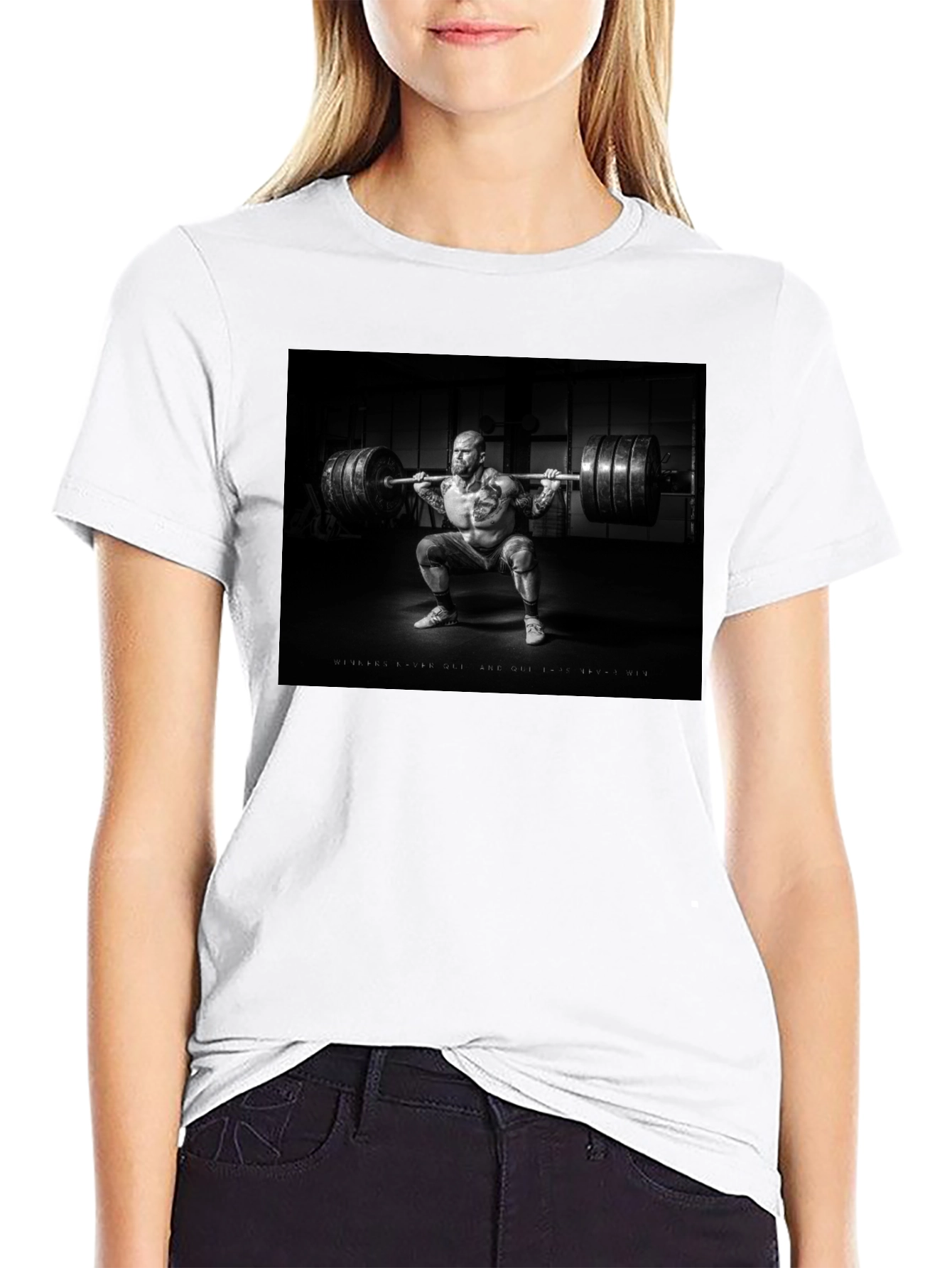 Black T-Shirt with Weightlifter Graphic