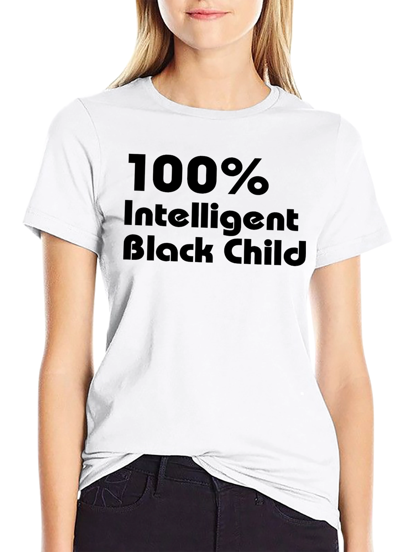 100% Intelligent Black Child Black T-Shirt