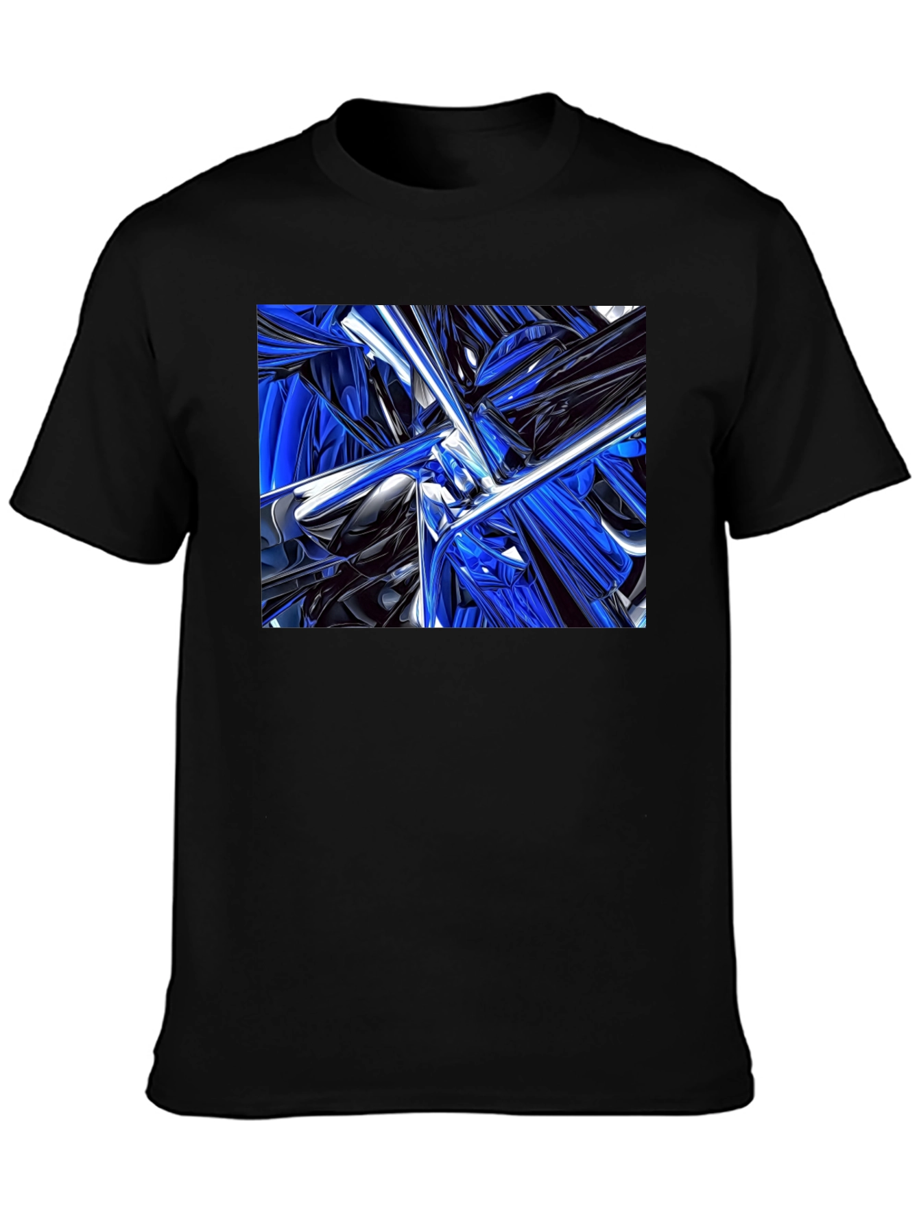 Abstract Blue & Black Design T-Shirt