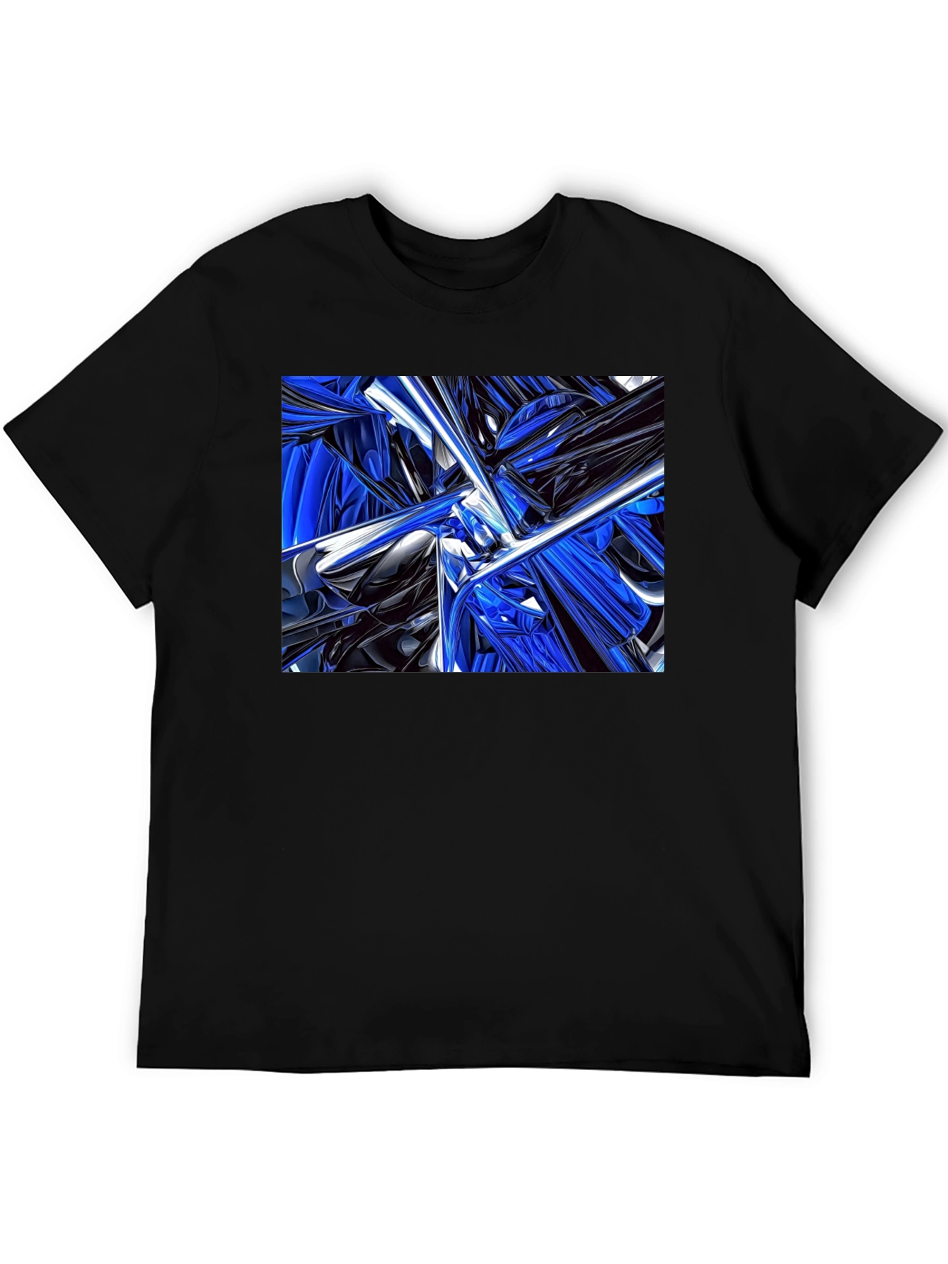 Abstract Blue & Black Design T-Shirt