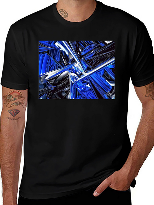 Abstract Blue & Black Design T-Shirt
