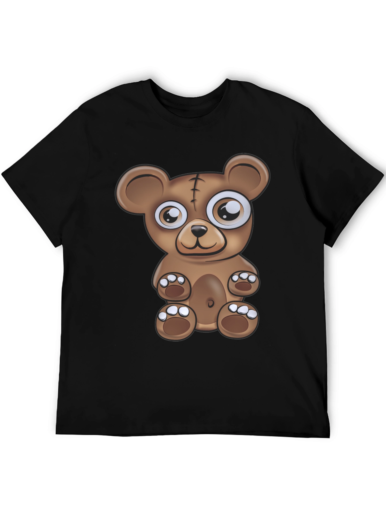 Cartoon Bear Graphic Black T-Shirt