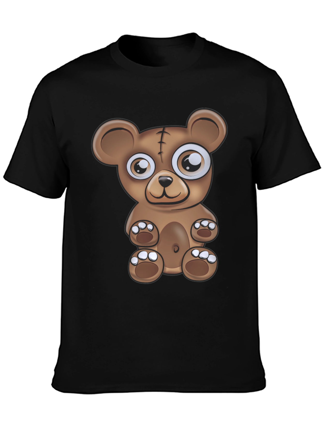Cartoon Bear Graphic Black T-Shirt