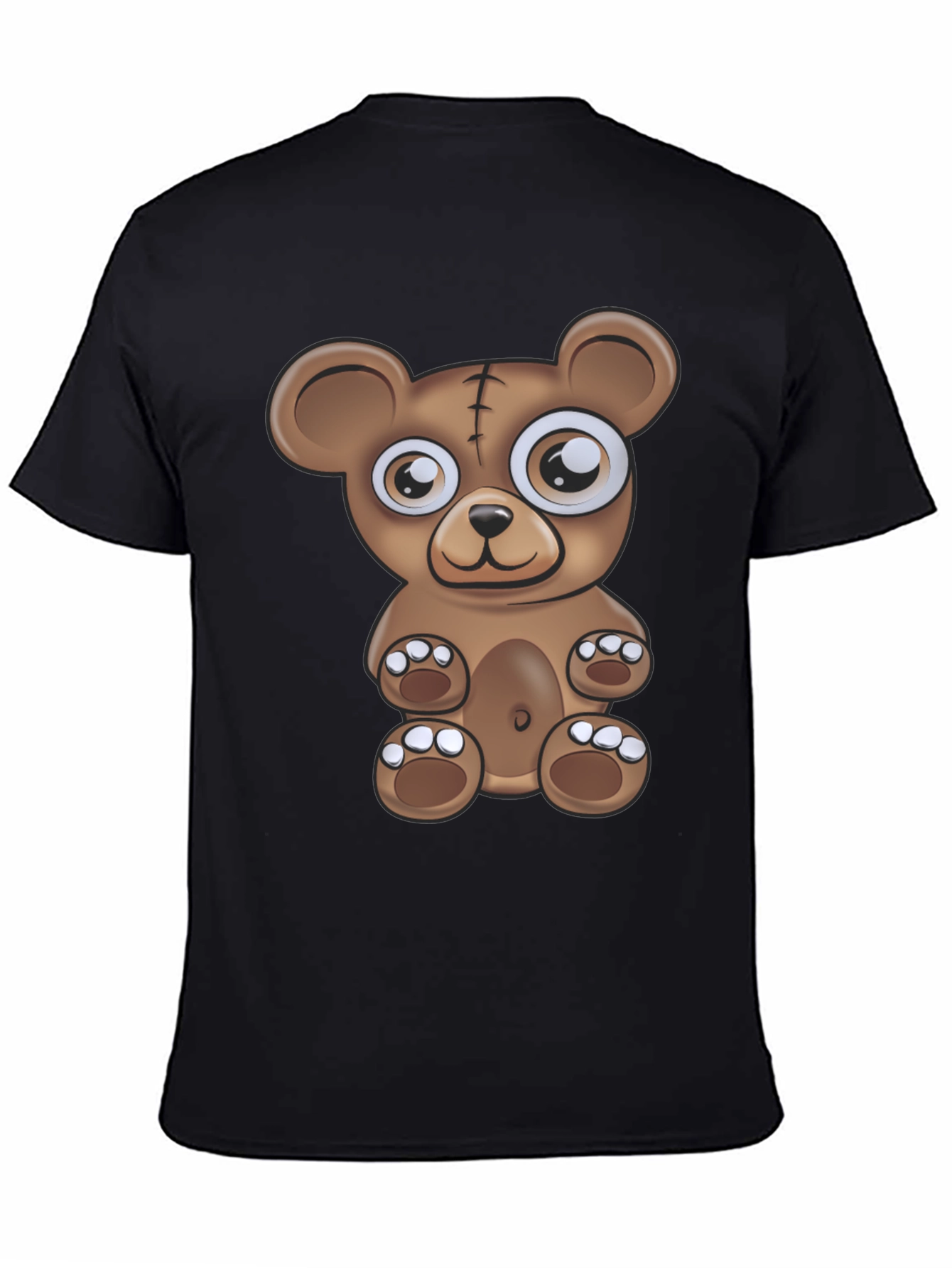 Cartoon Bear Graphic Black T-Shirt
