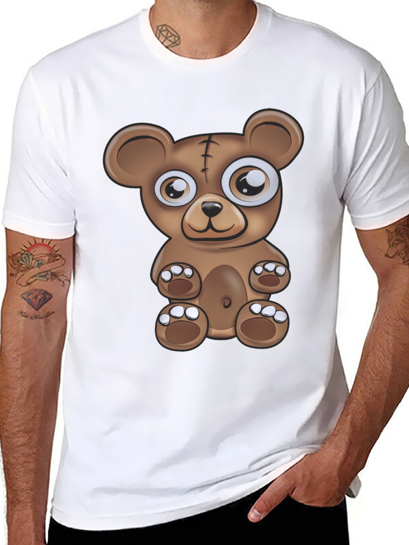Cartoon Bear Graphic Black T-Shirt