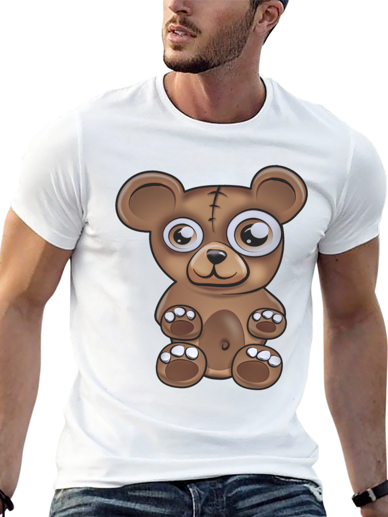 Cartoon Bear Graphic Black T-Shirt