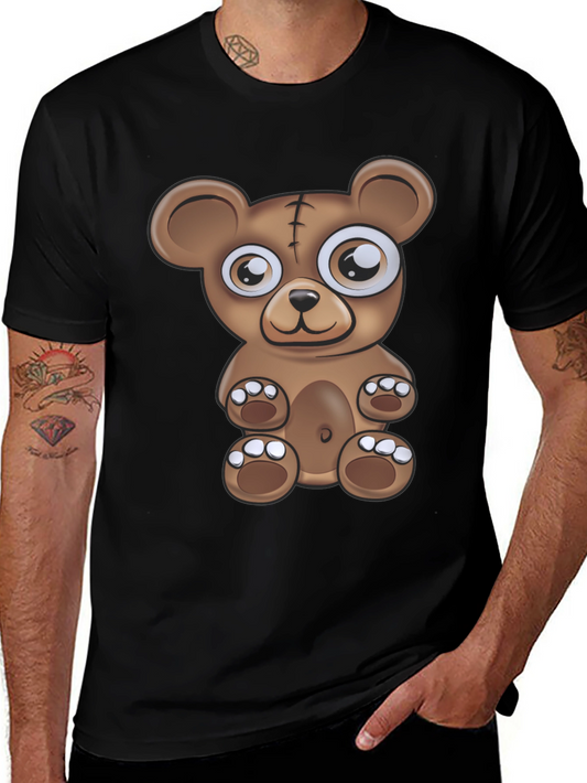 Cartoon Bear Graphic Black T-Shirt
