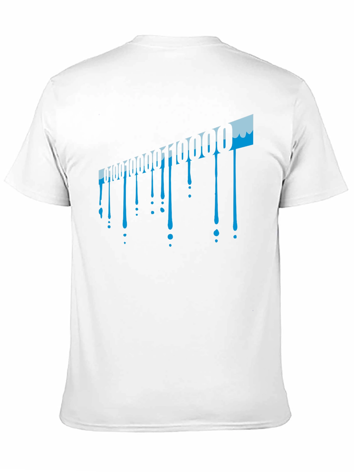 Binary Code Drip Graphic Tee - Black Cotton Blend