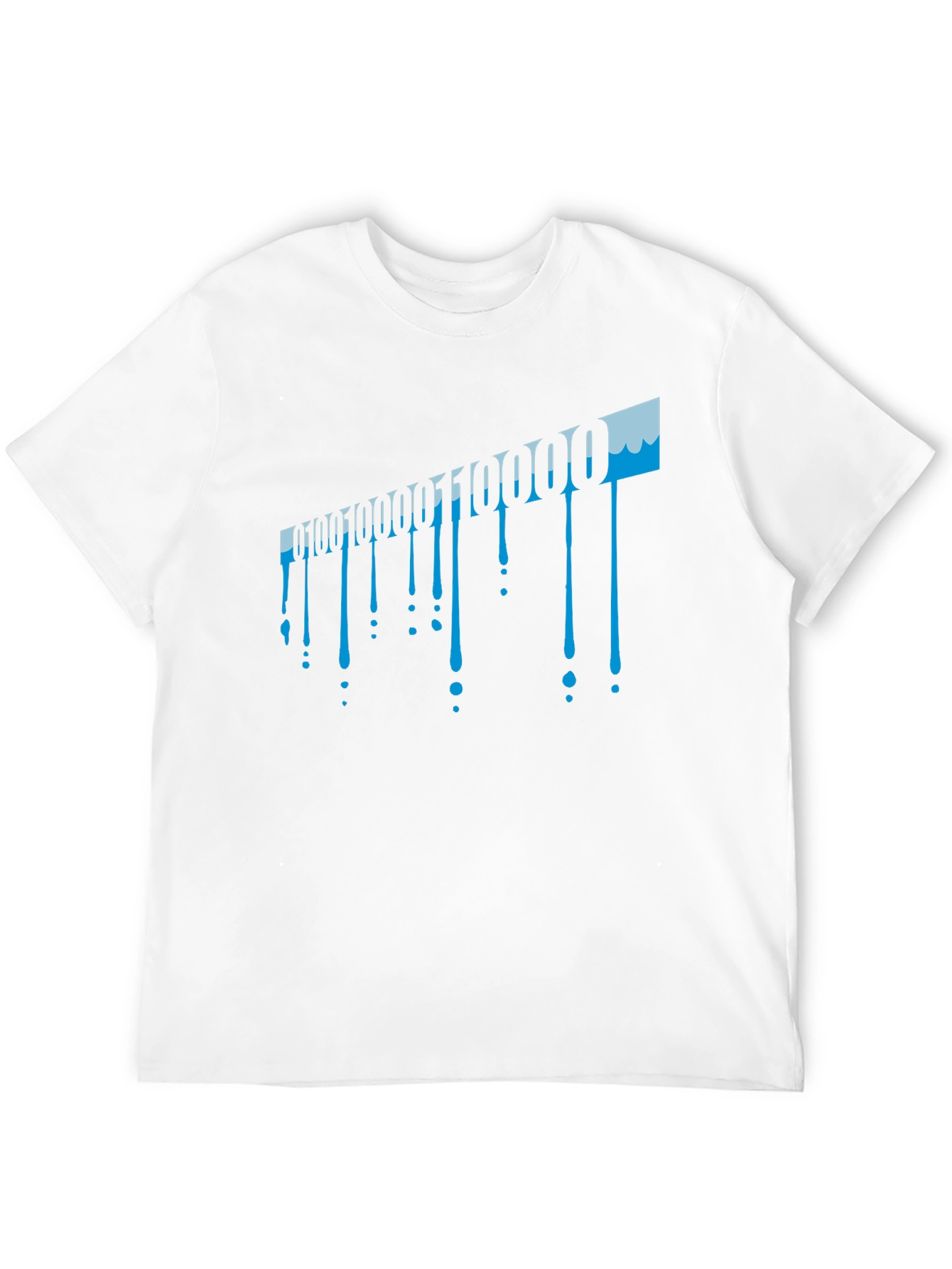 Binary Code Drip Graphic Tee - Black Cotton Blend