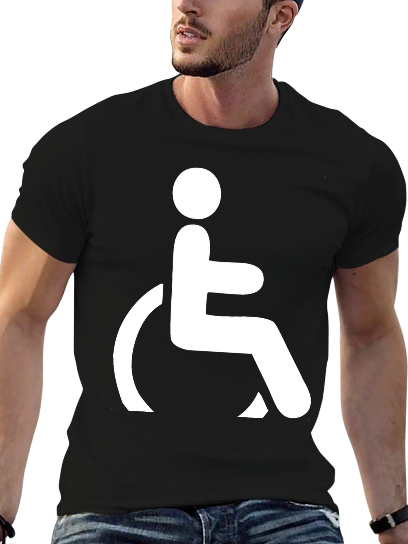 Black T-Shirt with Wheelchair Symbol