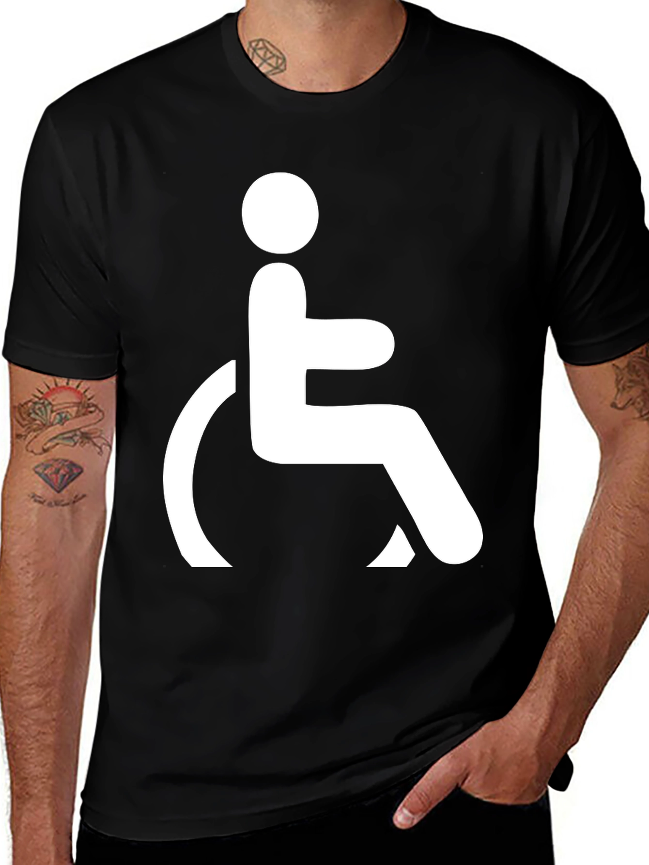 Black T-Shirt with Wheelchair Symbol