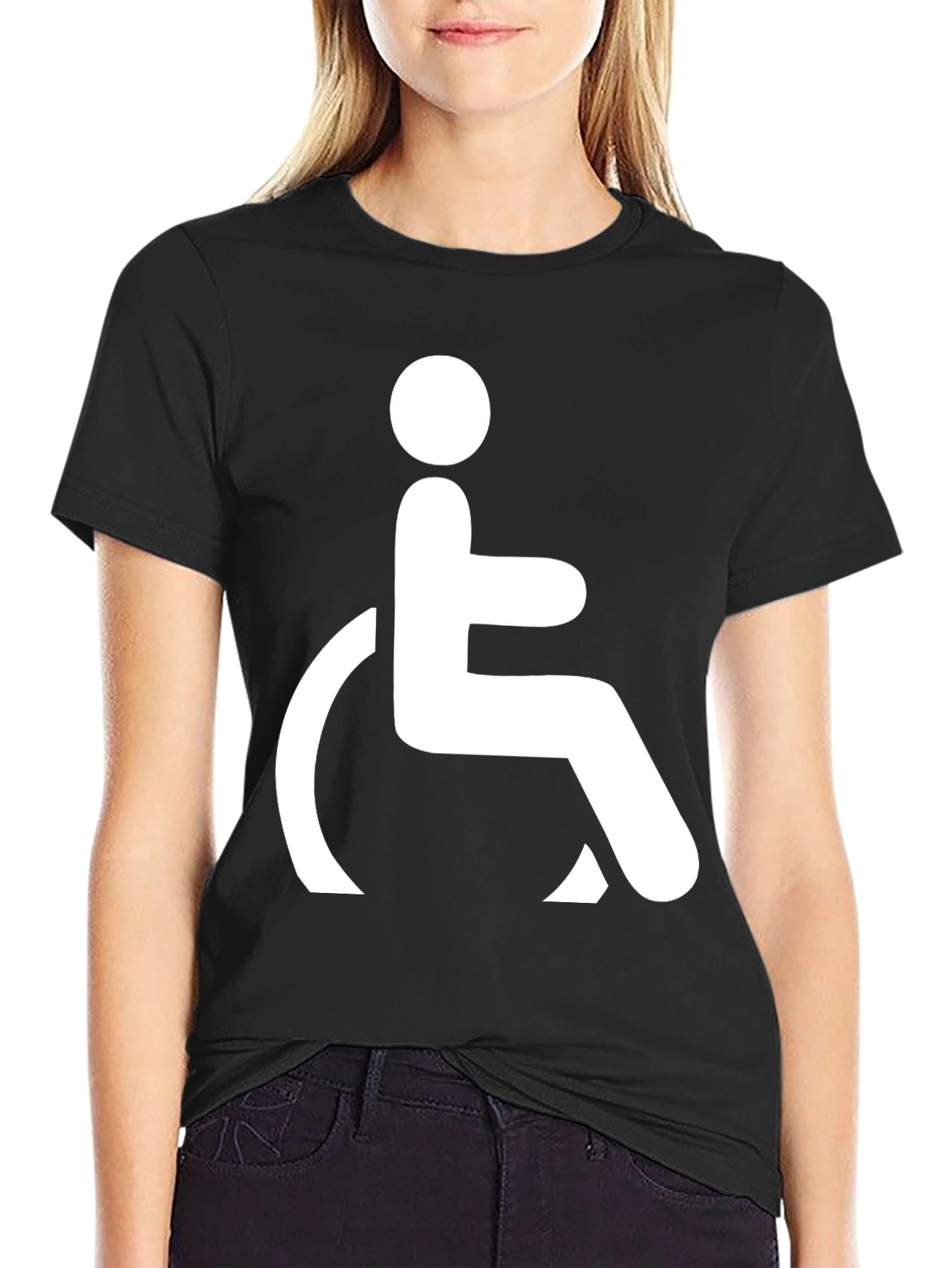 Black T-Shirt with Wheelchair Symbol