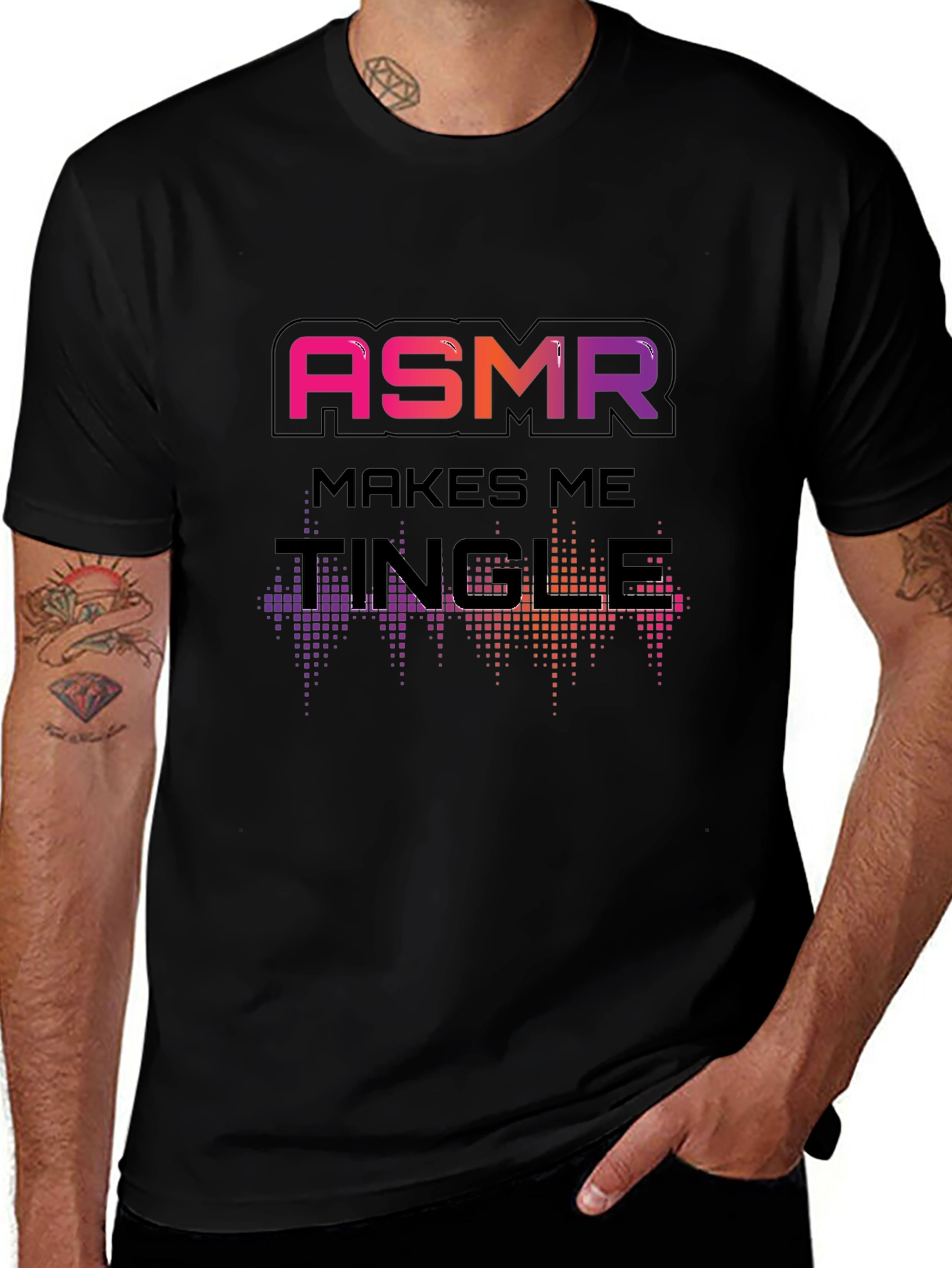 ASMR Makes Me Tingle Black T-Shirt
