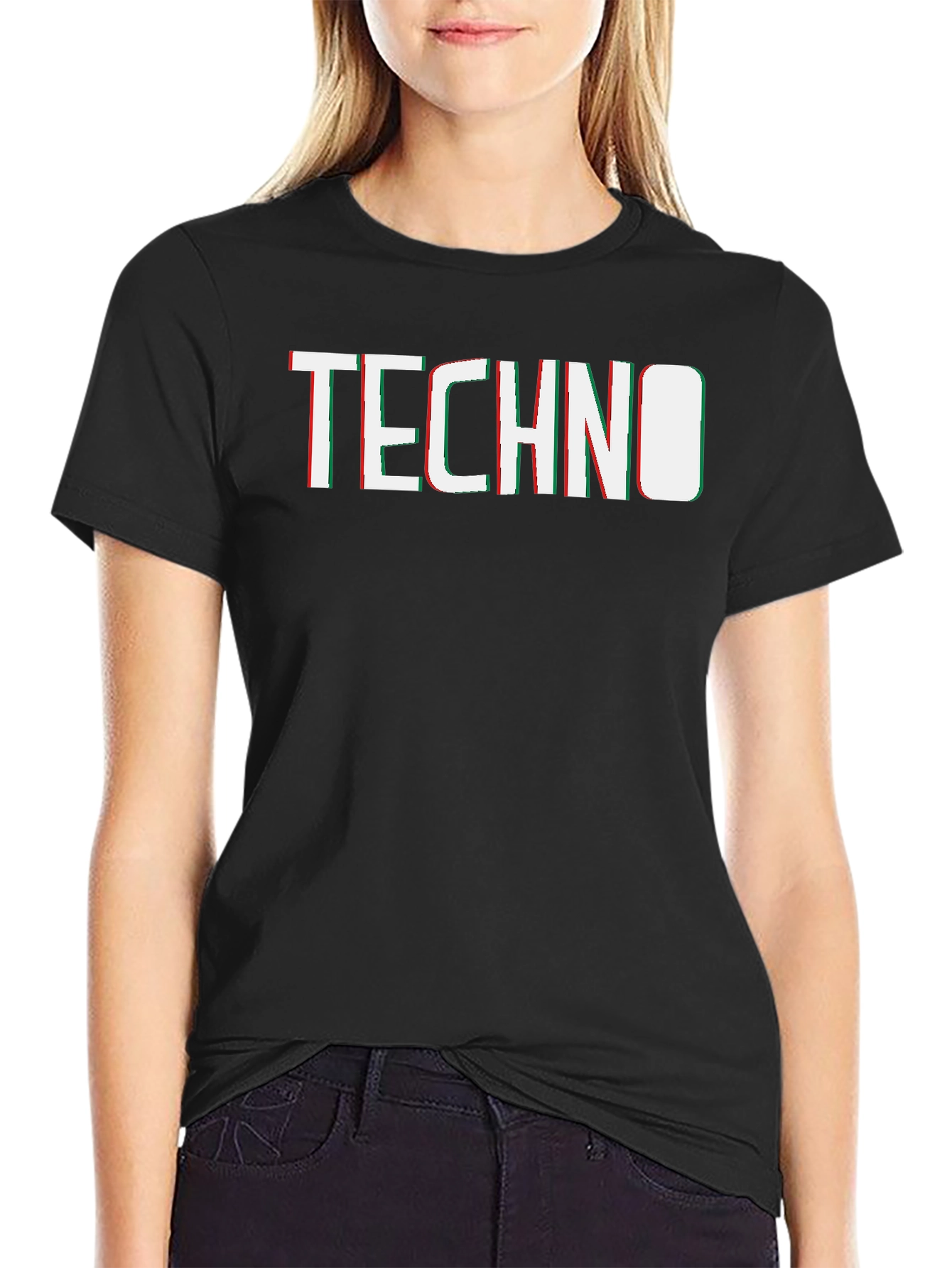 Techno Glitch Graphic Tee - Modern Style