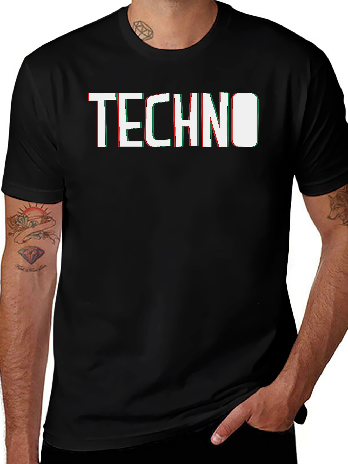 Techno Glitch Graphic Tee - Modern Style