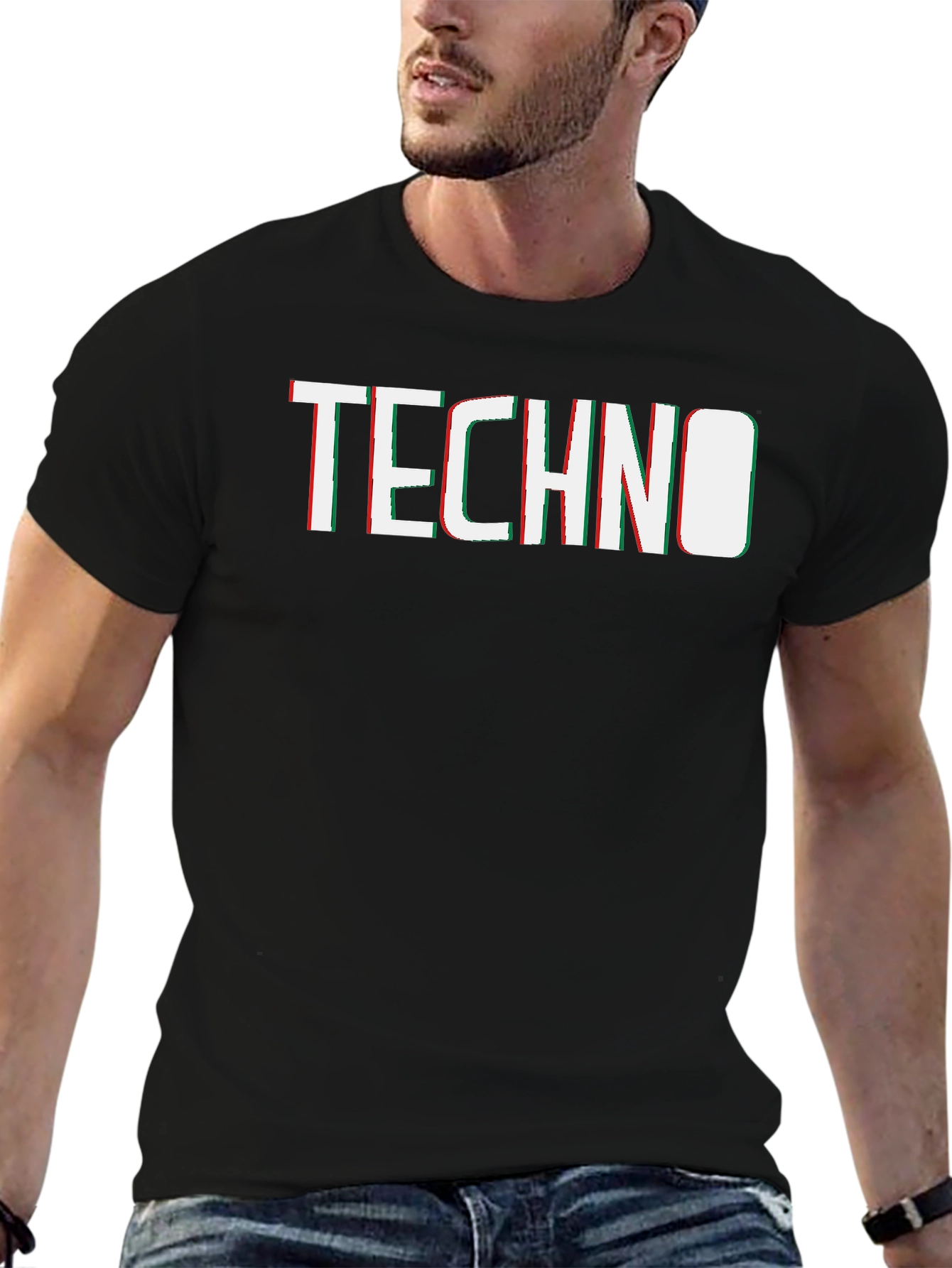 Techno Glitch Graphic Tee - Modern Style