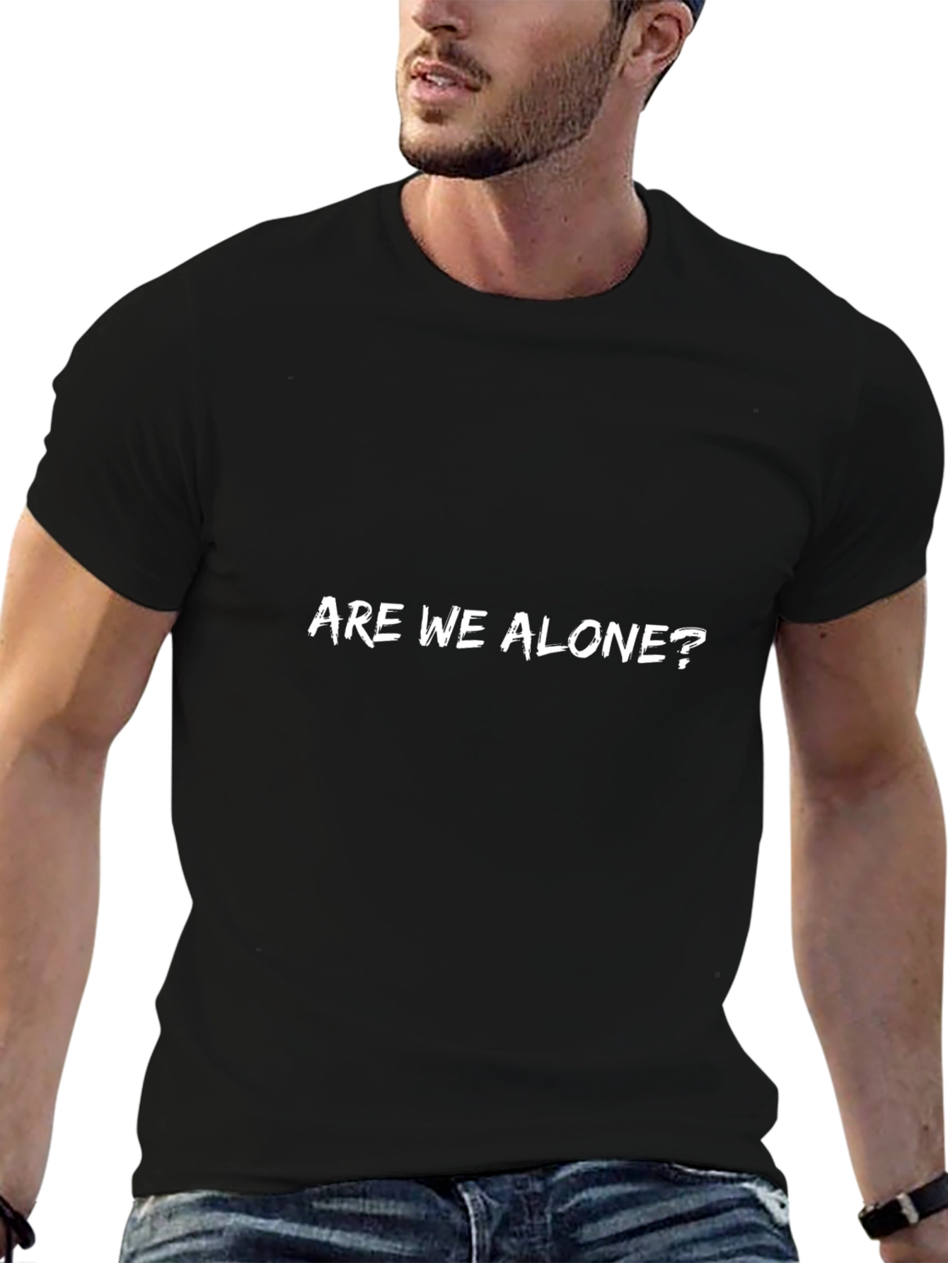 Are We Alone? Graphic T-Shirt - Black Cotton Tee