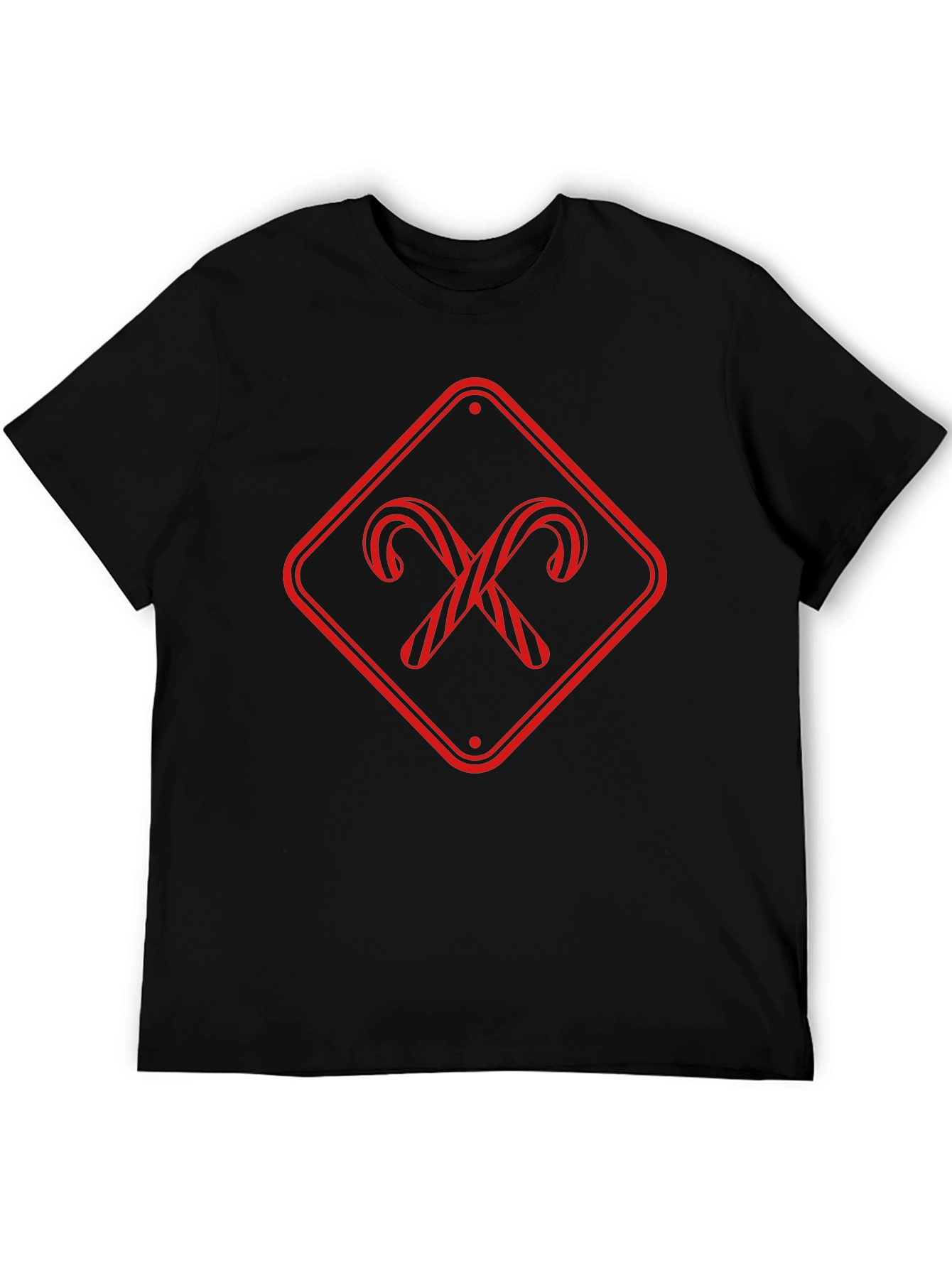 Candy Cane Crossing Black T-Shirt
