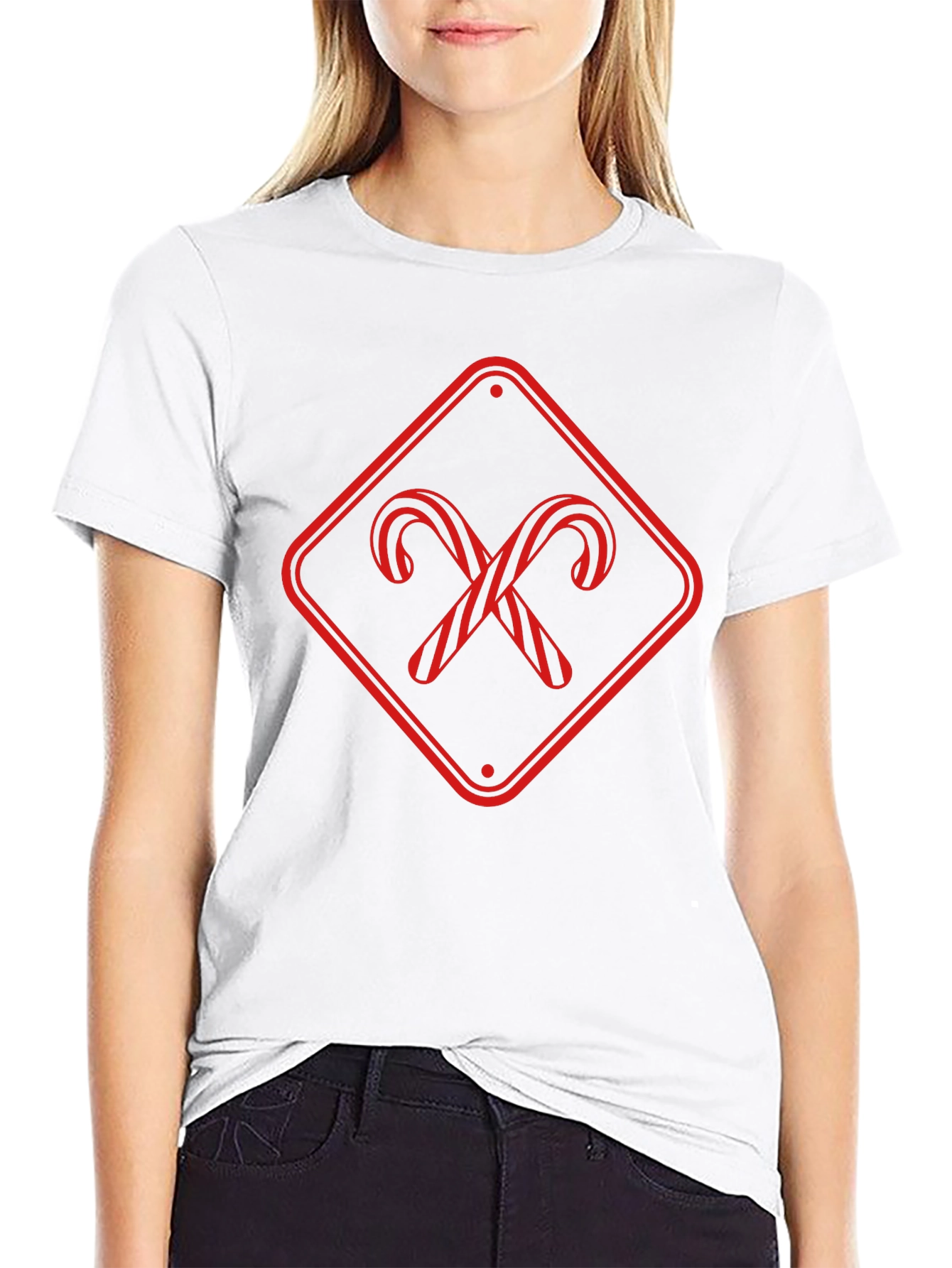 Candy Cane Crossing Black T-Shirt