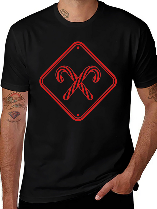 Candy Cane Crossing Black T-Shirt