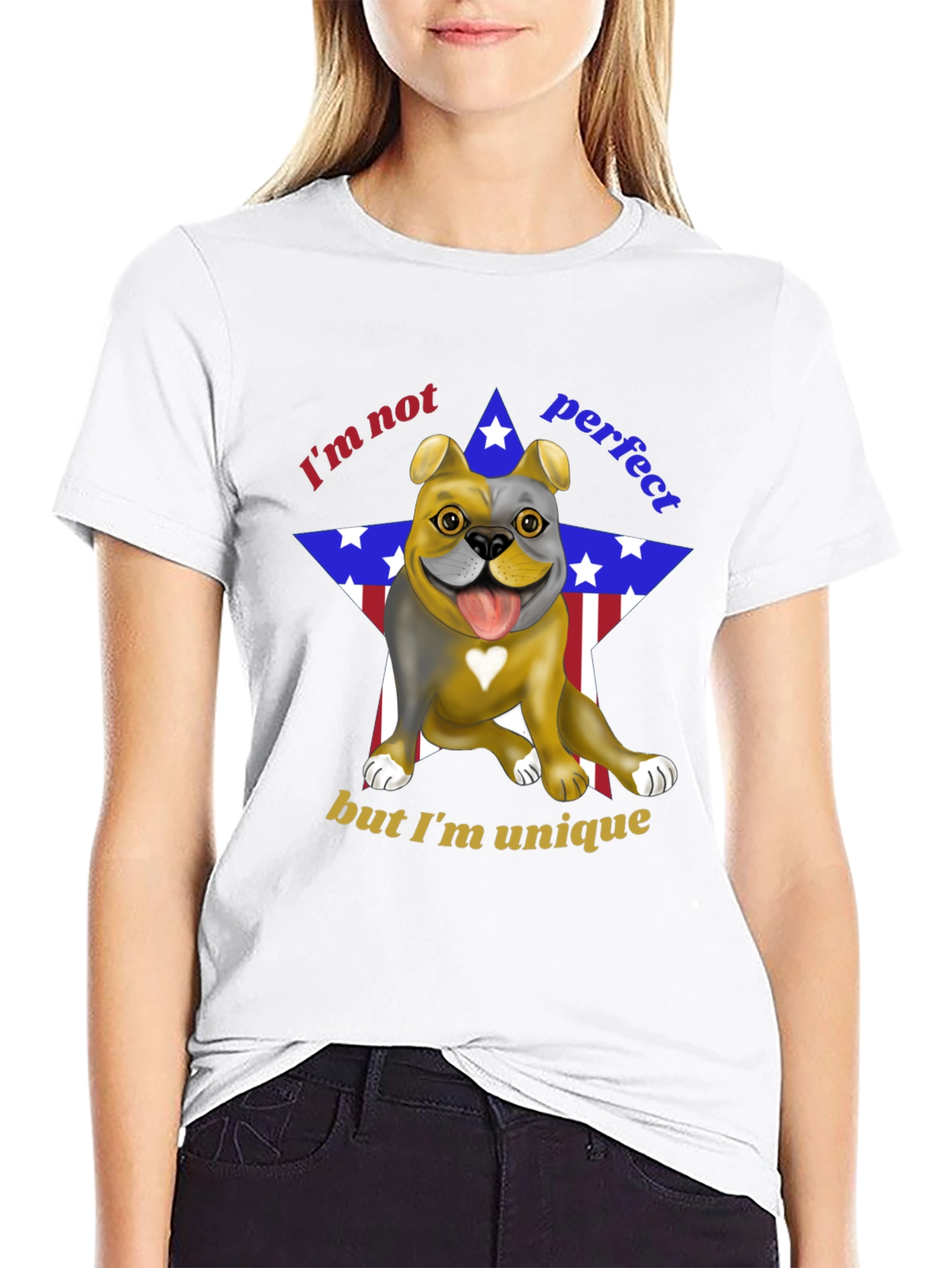 Unique Bulldog Graphic Tee - Im Not Perfect
