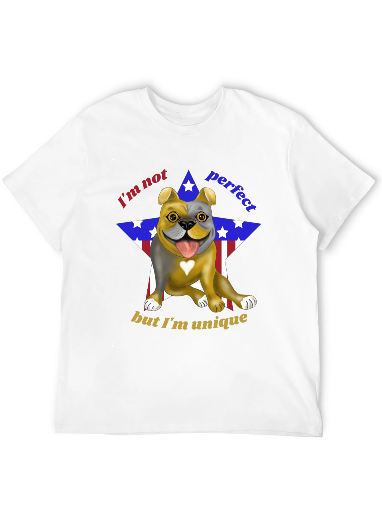 Unique Bulldog Graphic Tee - Im Not Perfect