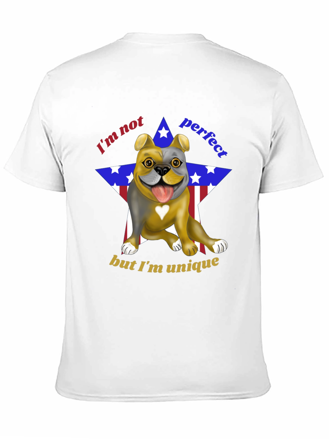 Unique Bulldog Graphic Tee - Im Not Perfect