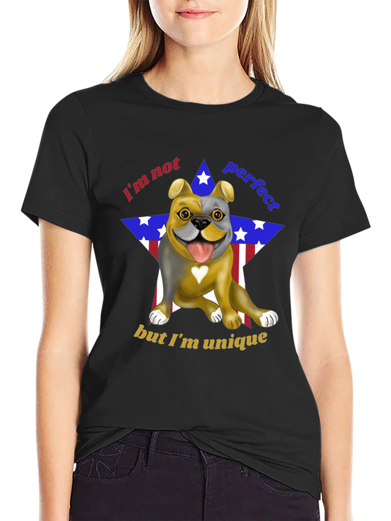 Unique Bulldog Graphic Tee - Im Not Perfect