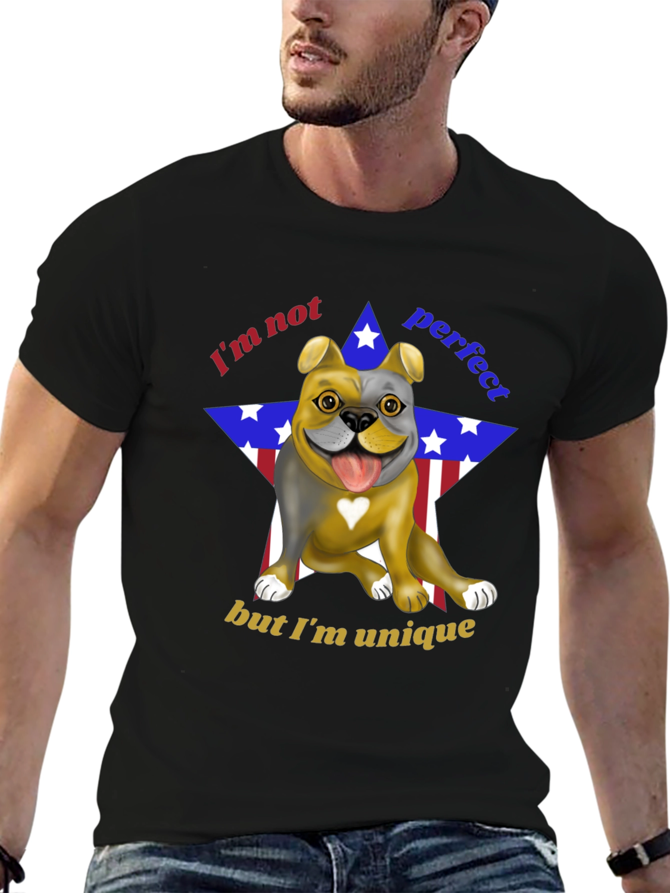 Unique Bulldog Graphic Tee - Im Not Perfect