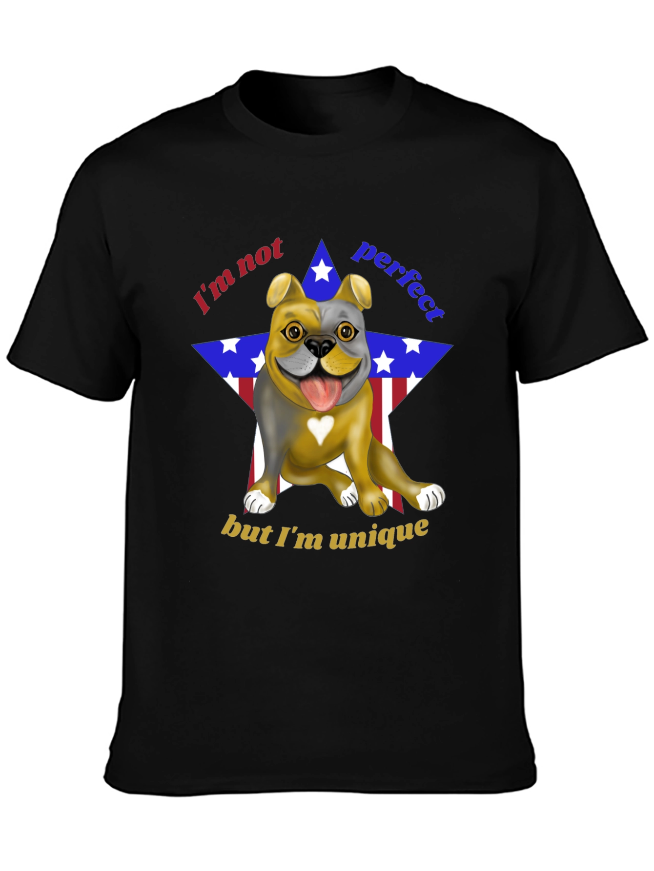 Unique Bulldog Graphic Tee - Im Not Perfect