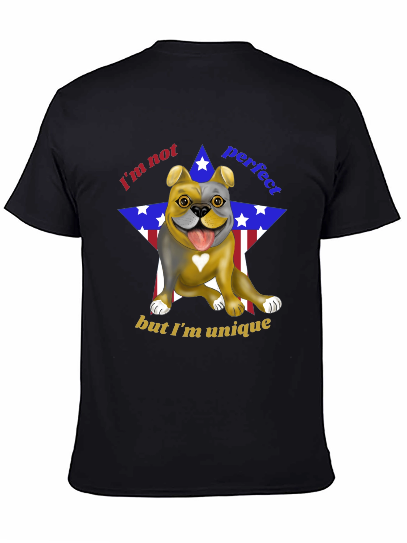 Unique Bulldog Graphic Tee - Im Not Perfect