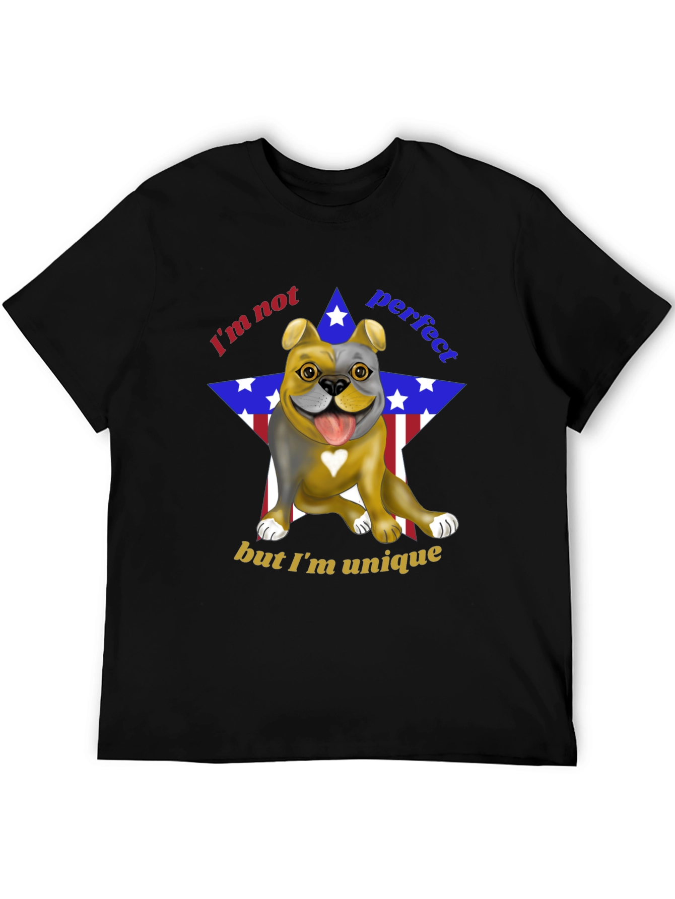 Unique Bulldog Graphic Tee - Im Not Perfect