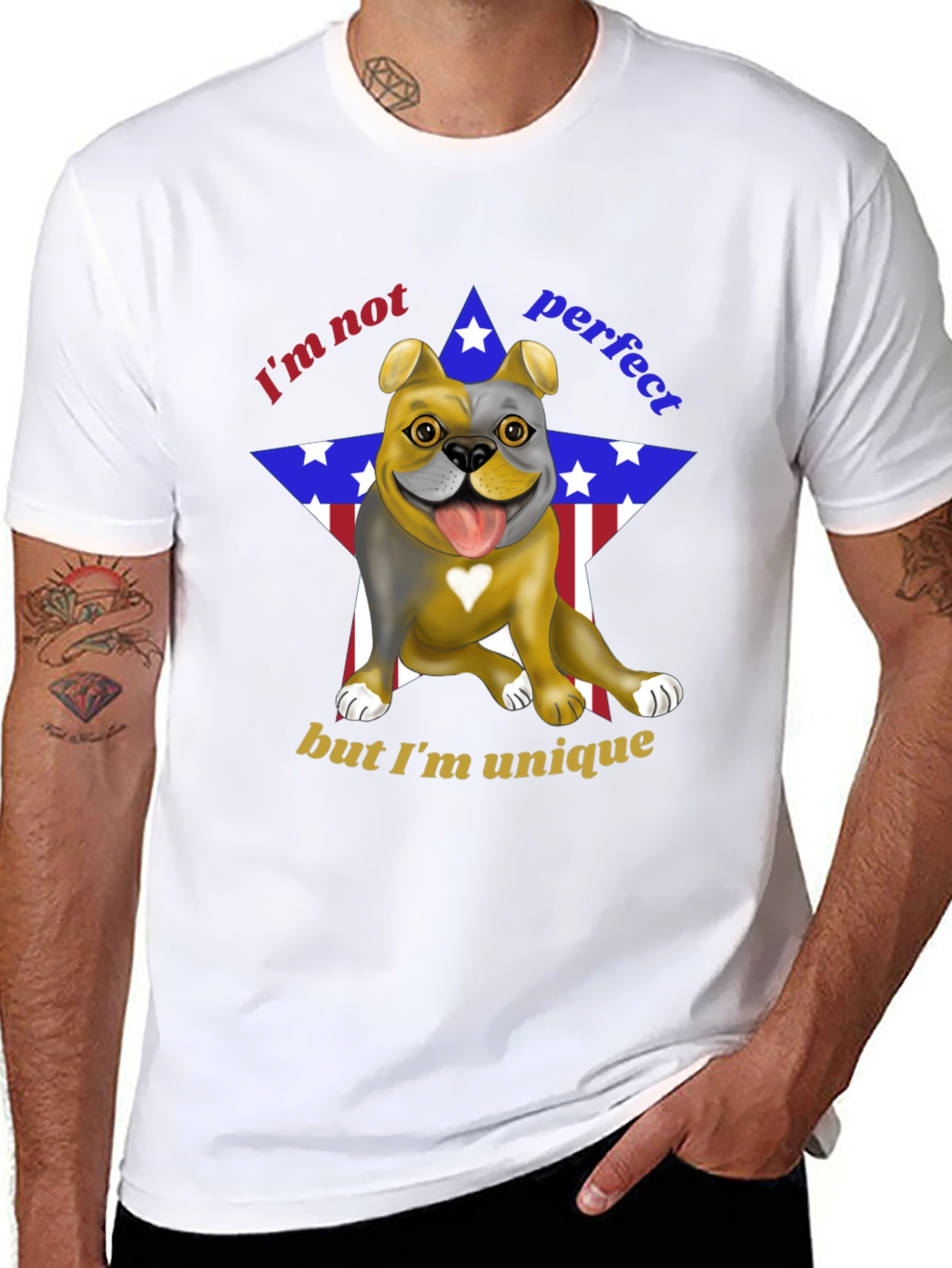 Unique Bulldog Graphic Tee - Im Not Perfect