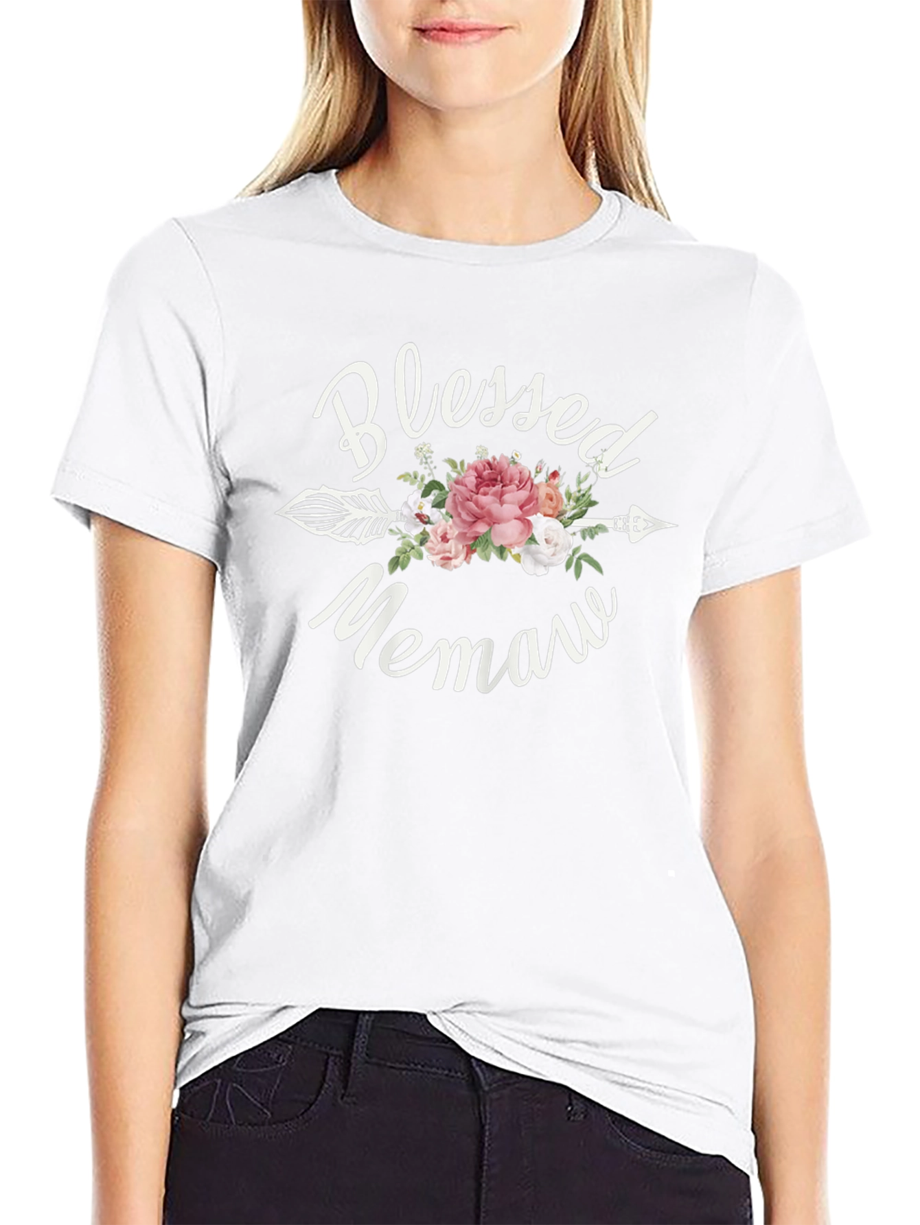 Blessed Memaw Floral Arrow T-Shirt