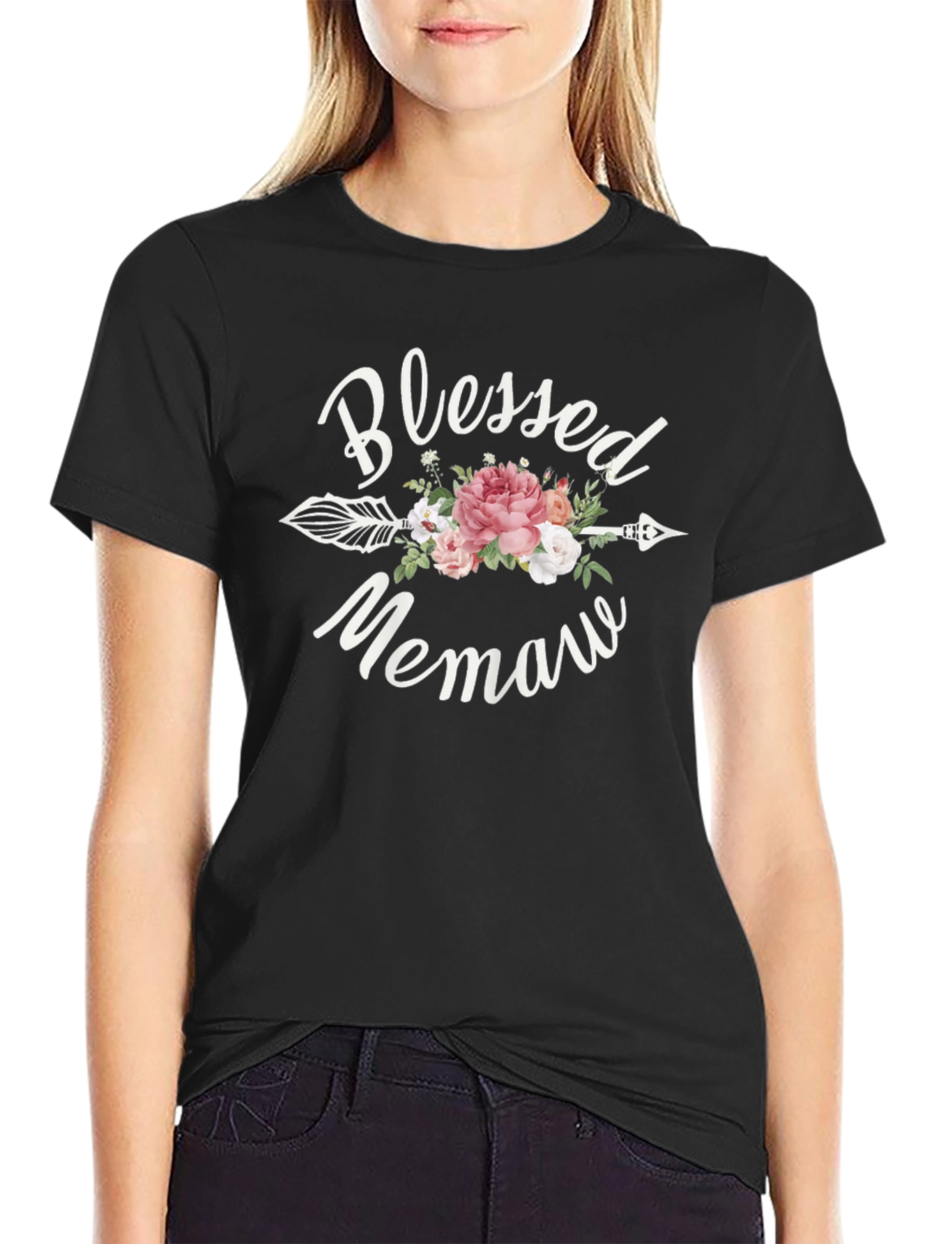 Blessed Memaw Floral Arrow T-Shirt
